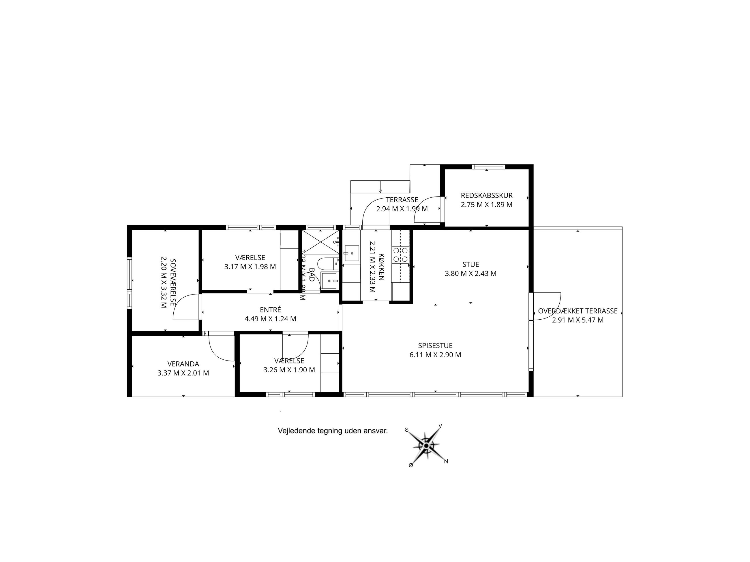 Amosvej 20, Liseleje - Plantegning