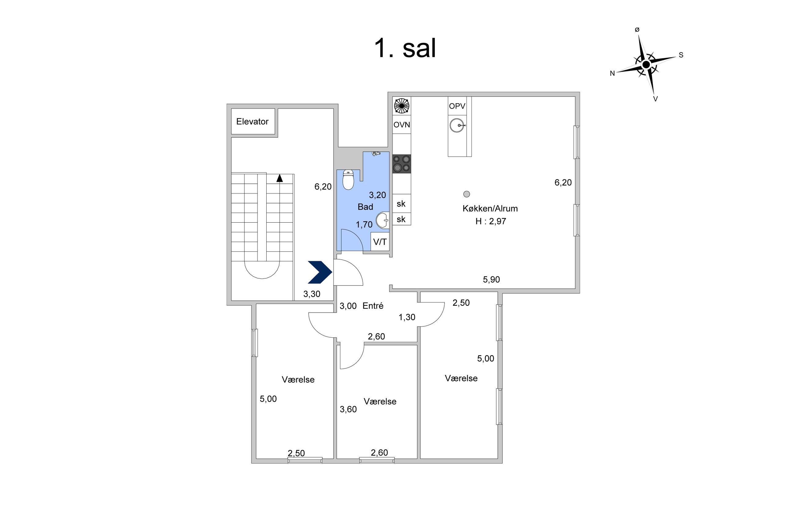 Annebergparken 46A, 1. th, Nykøbing Sj - Plantegning