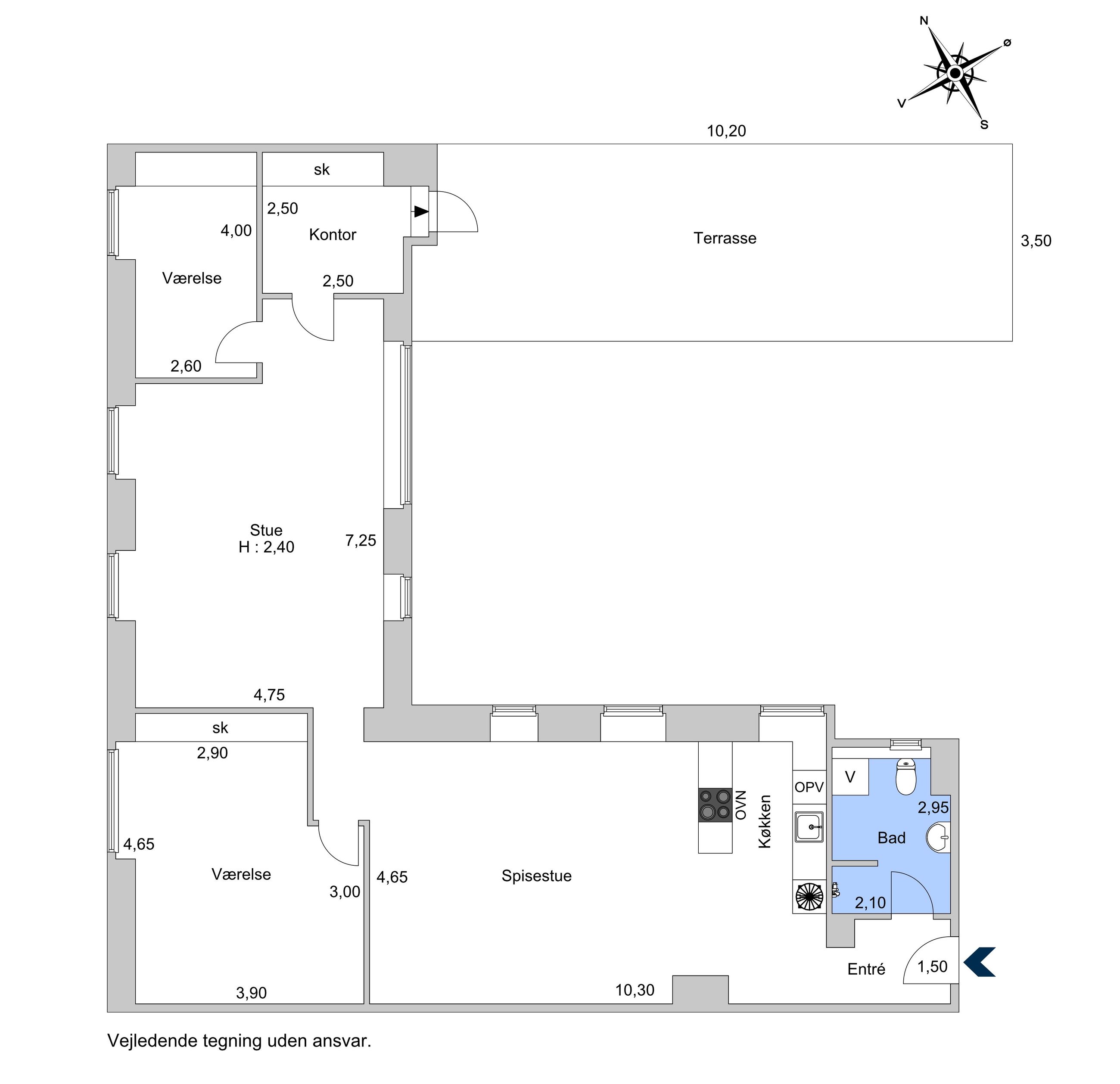 Fredericiagade 11, 2. th, København K - Plantegning