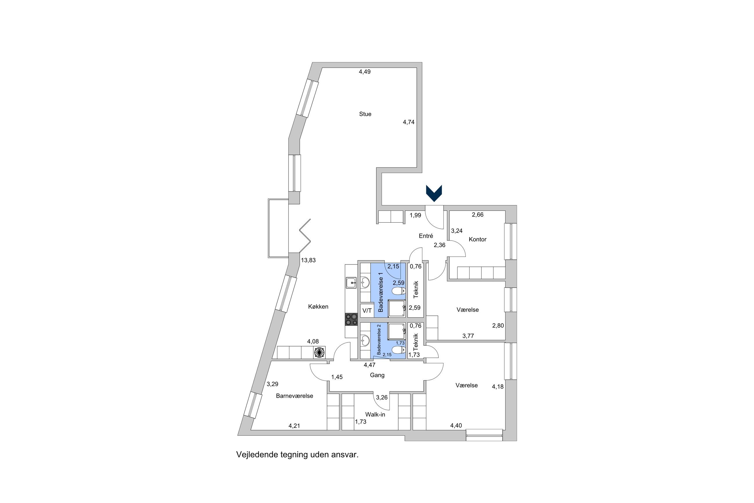 Sophie Brahes Gade 4A, 3. tv, Helsingør - Plantegning