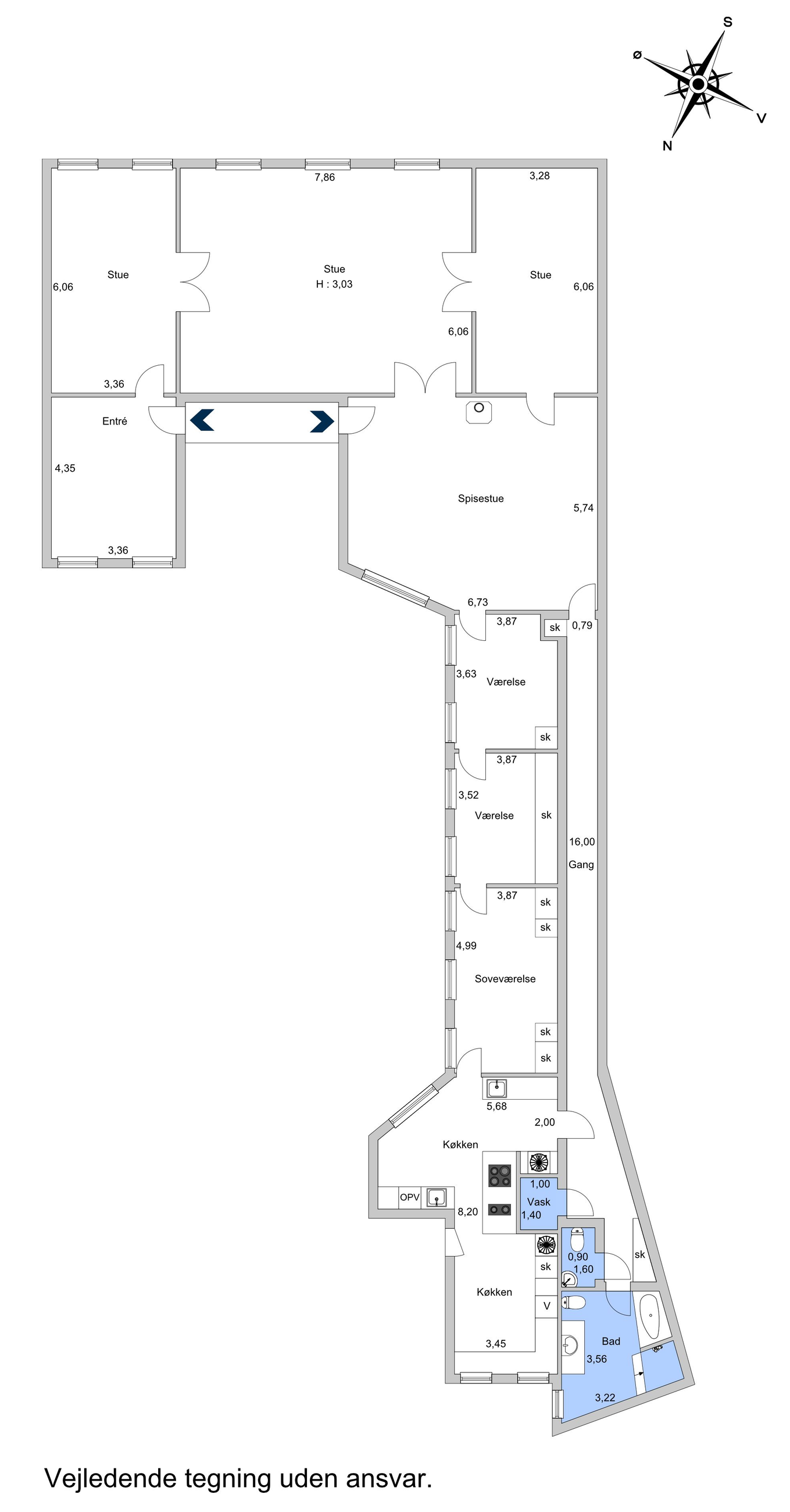 Kronprinsensgade 5, 3, København K - Plantegning