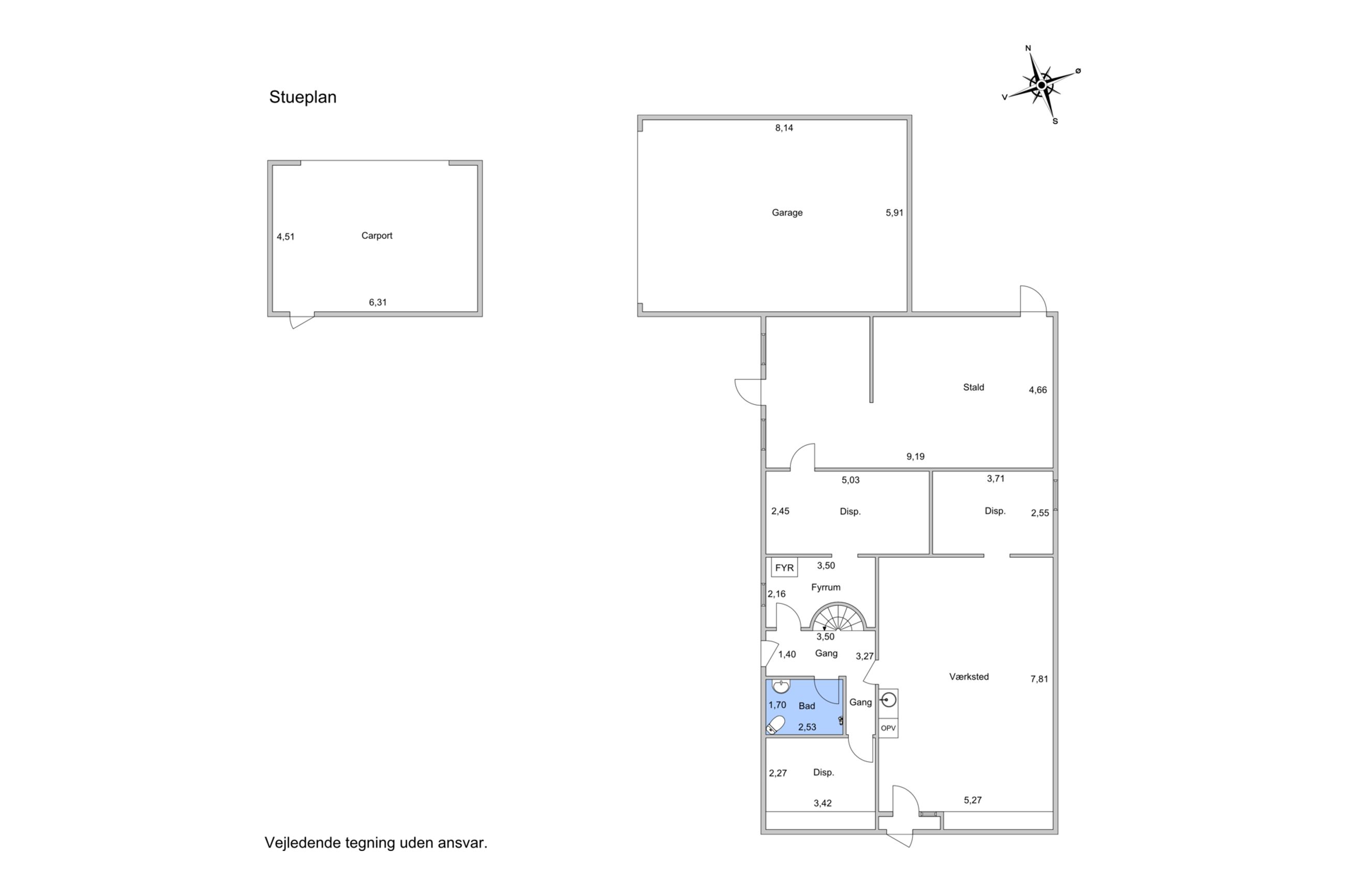 Aggersvoldvej 8, Jyderup - Plantegning