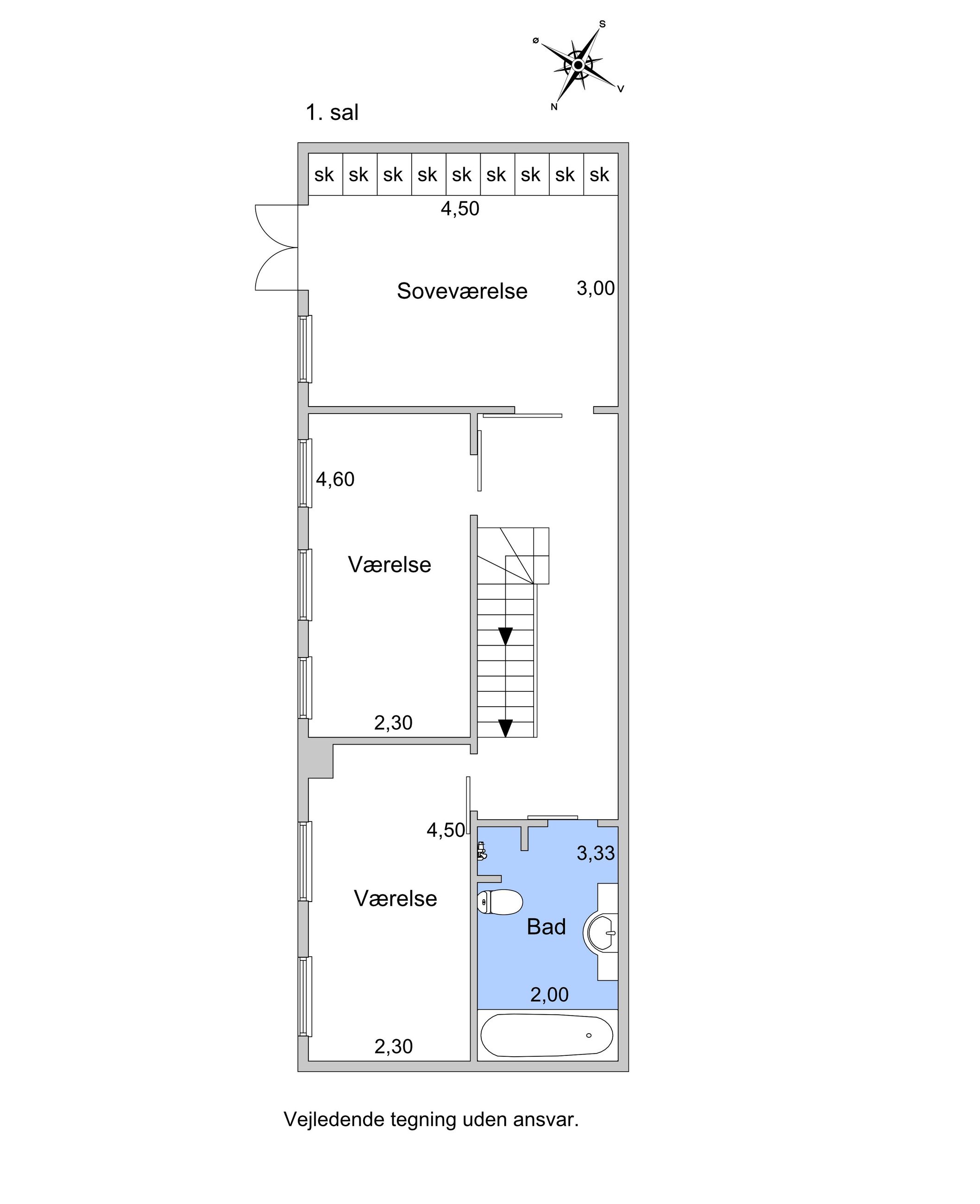 Kronprinsessegade 6B, st. 1, København K - Plantegning