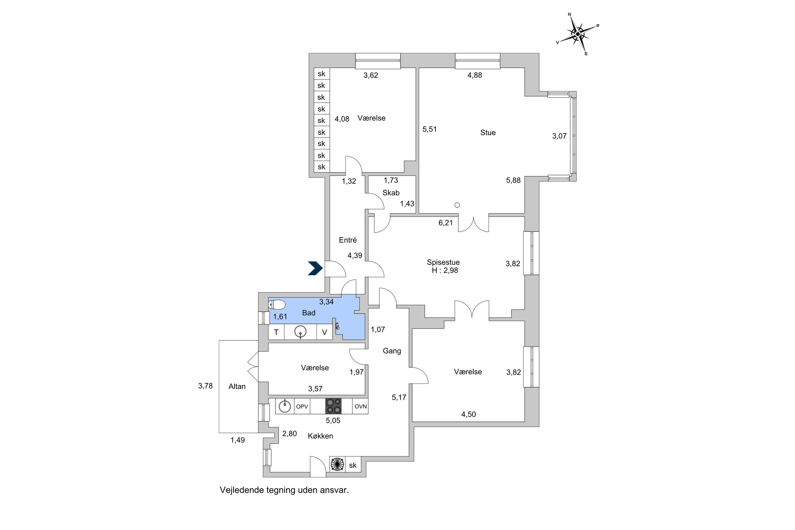 Danas Plads 19, 1. th, Frederiksberg C - Plantegning