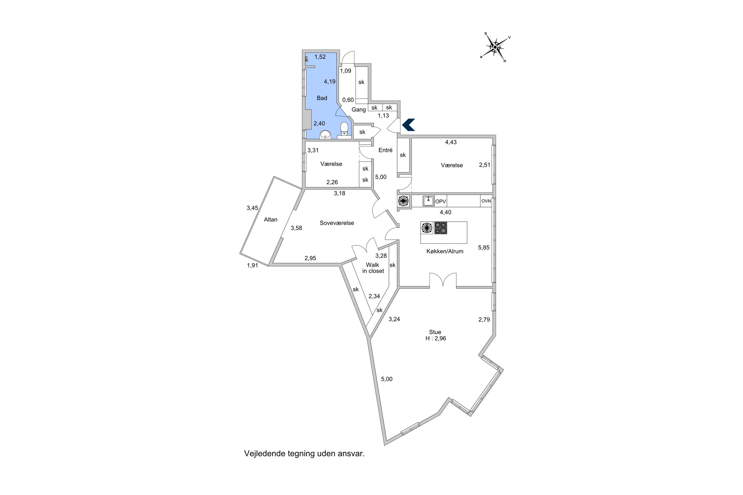 Strandvejen 132A, 2. tv, Hellerup - Plantegning