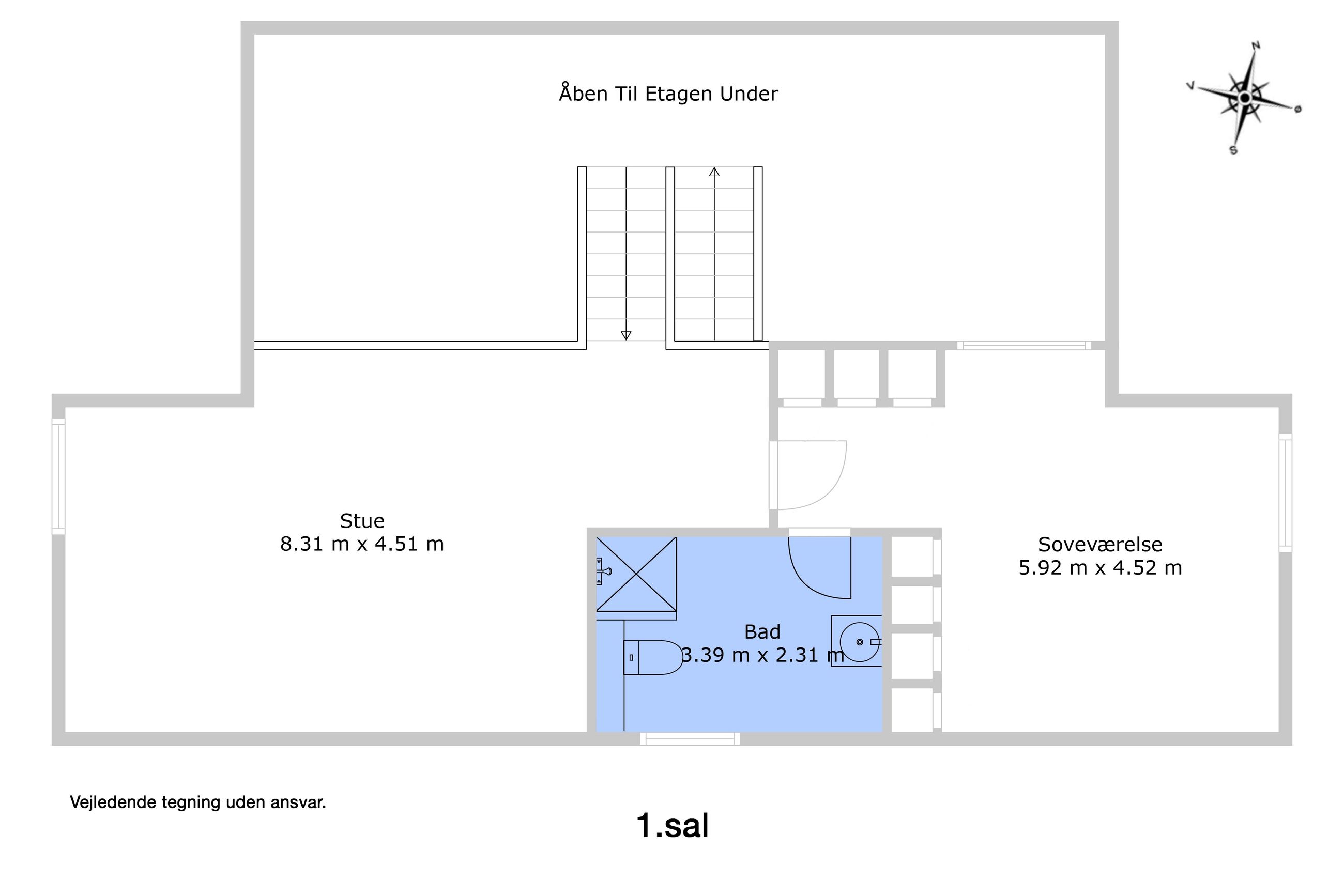 Kystvej 8, Liseleje - Plantegning