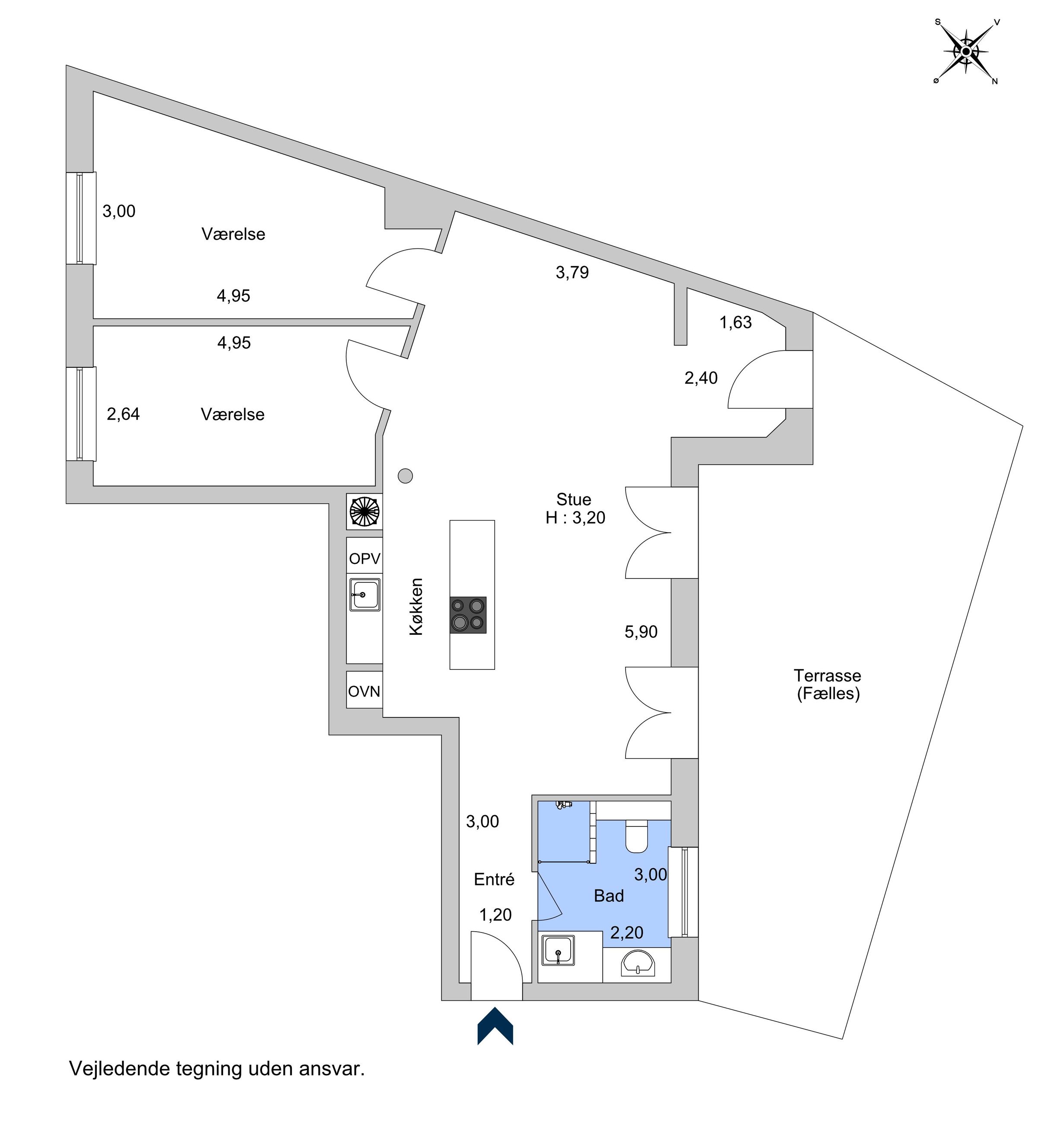 Nikolaj Plads 34, 1. th, København K - Plantegning