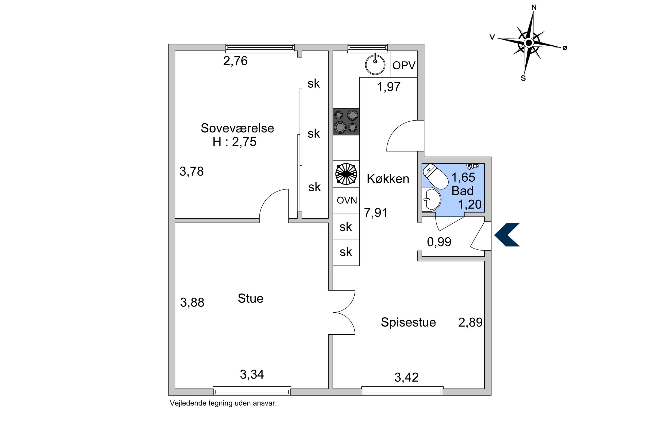 Roersvej 11, st. tv, Odense C - Plantegning