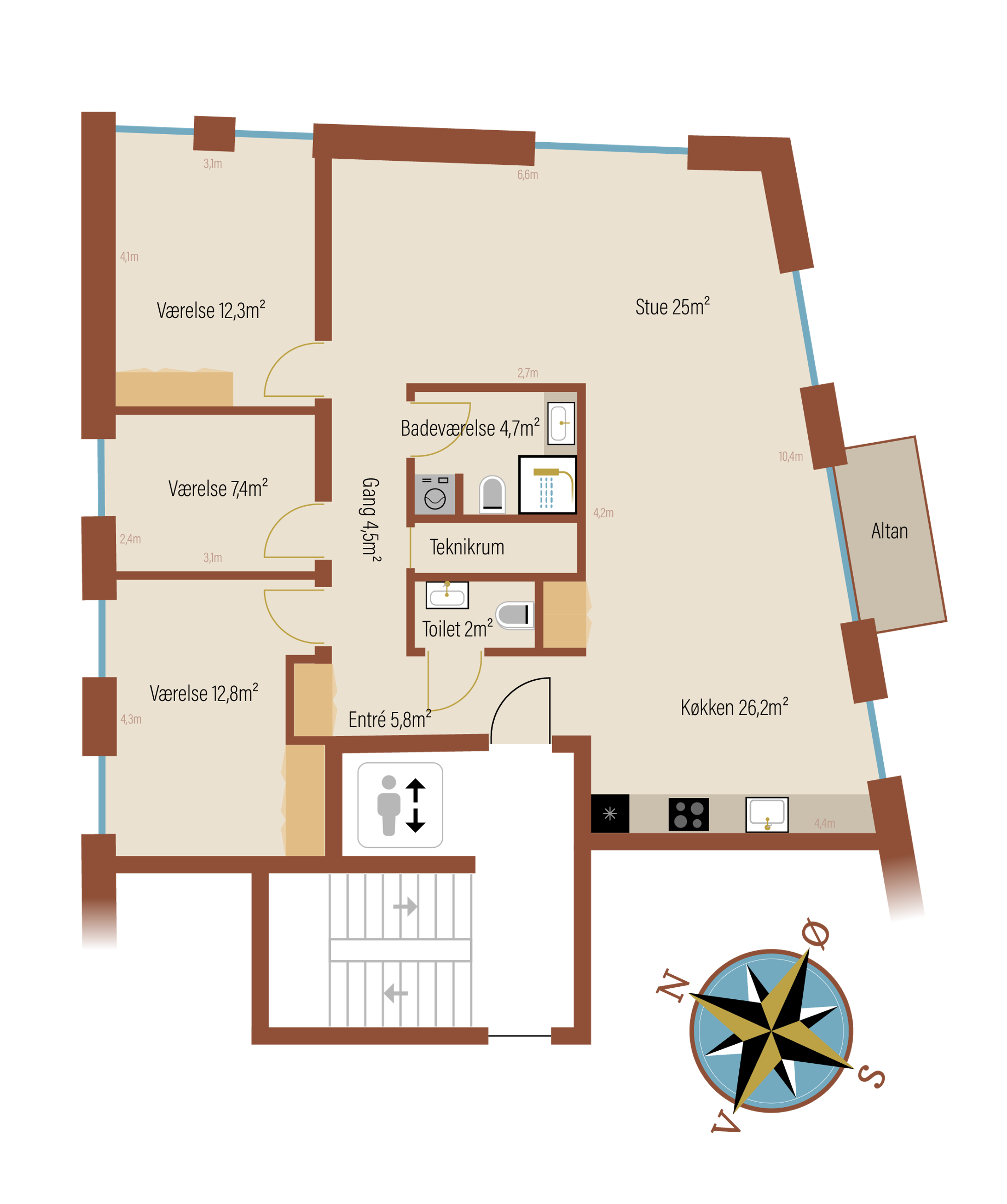 Sophie Brahes Gade 6D, 1. th, Helsingør - Plantegning