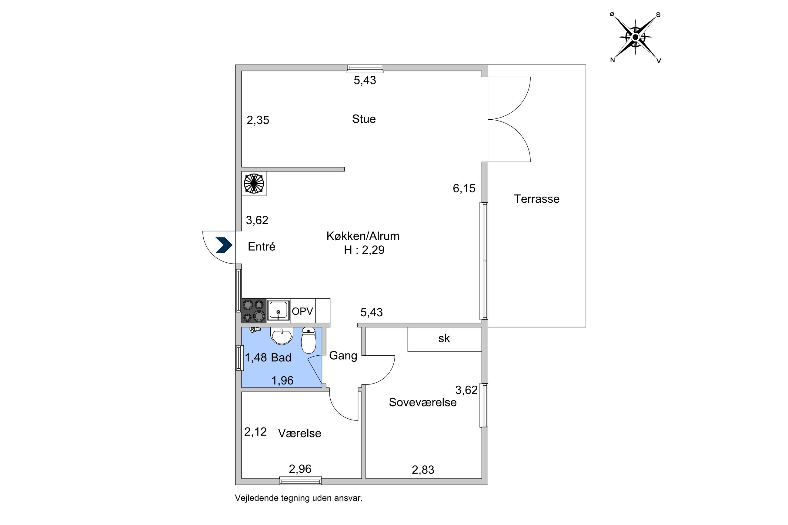 Solvangsvej 23, Liseleje - Plantegning