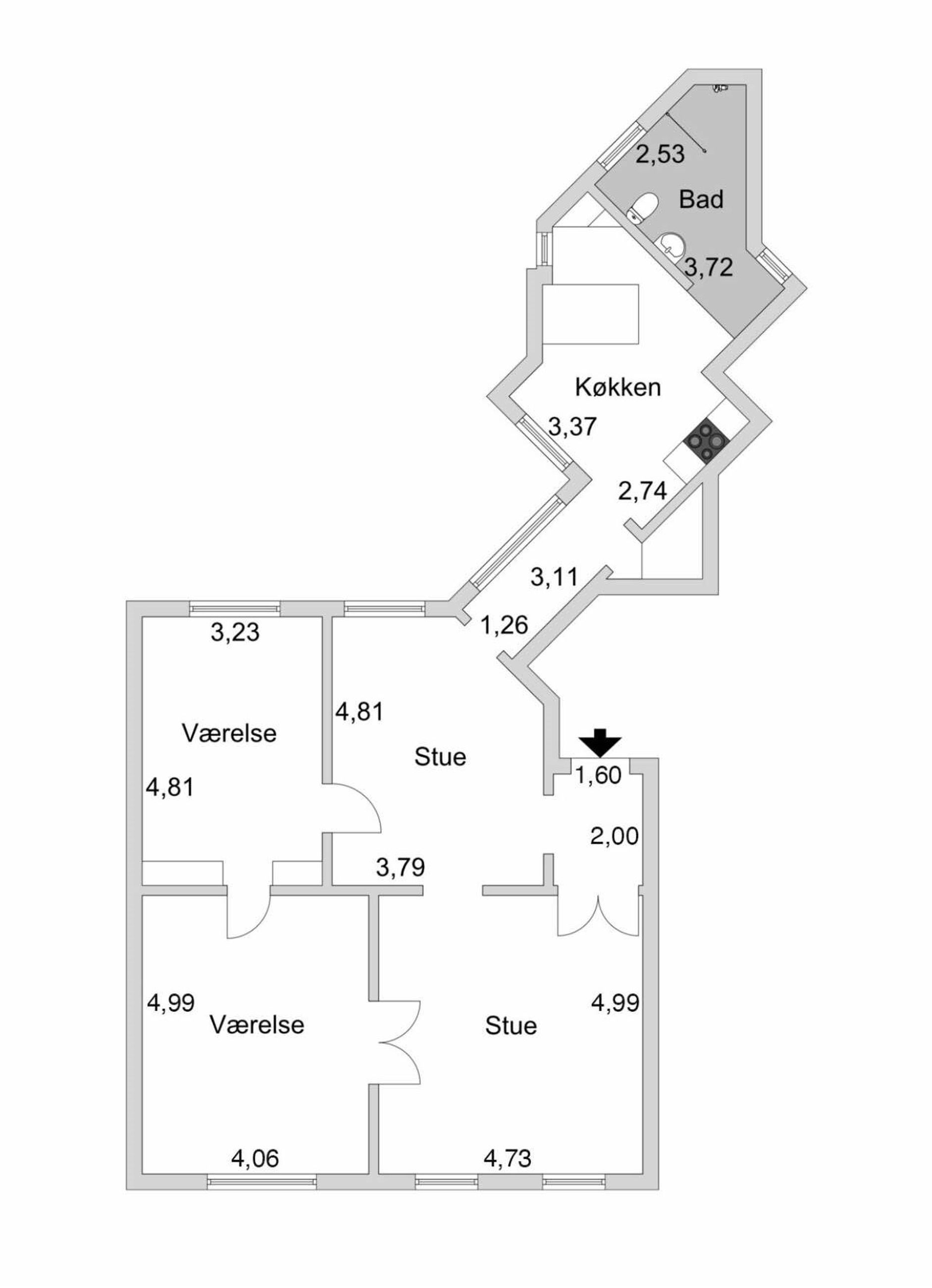 Tordenskjoldsgade 23, 4. th, København K - Plantegning