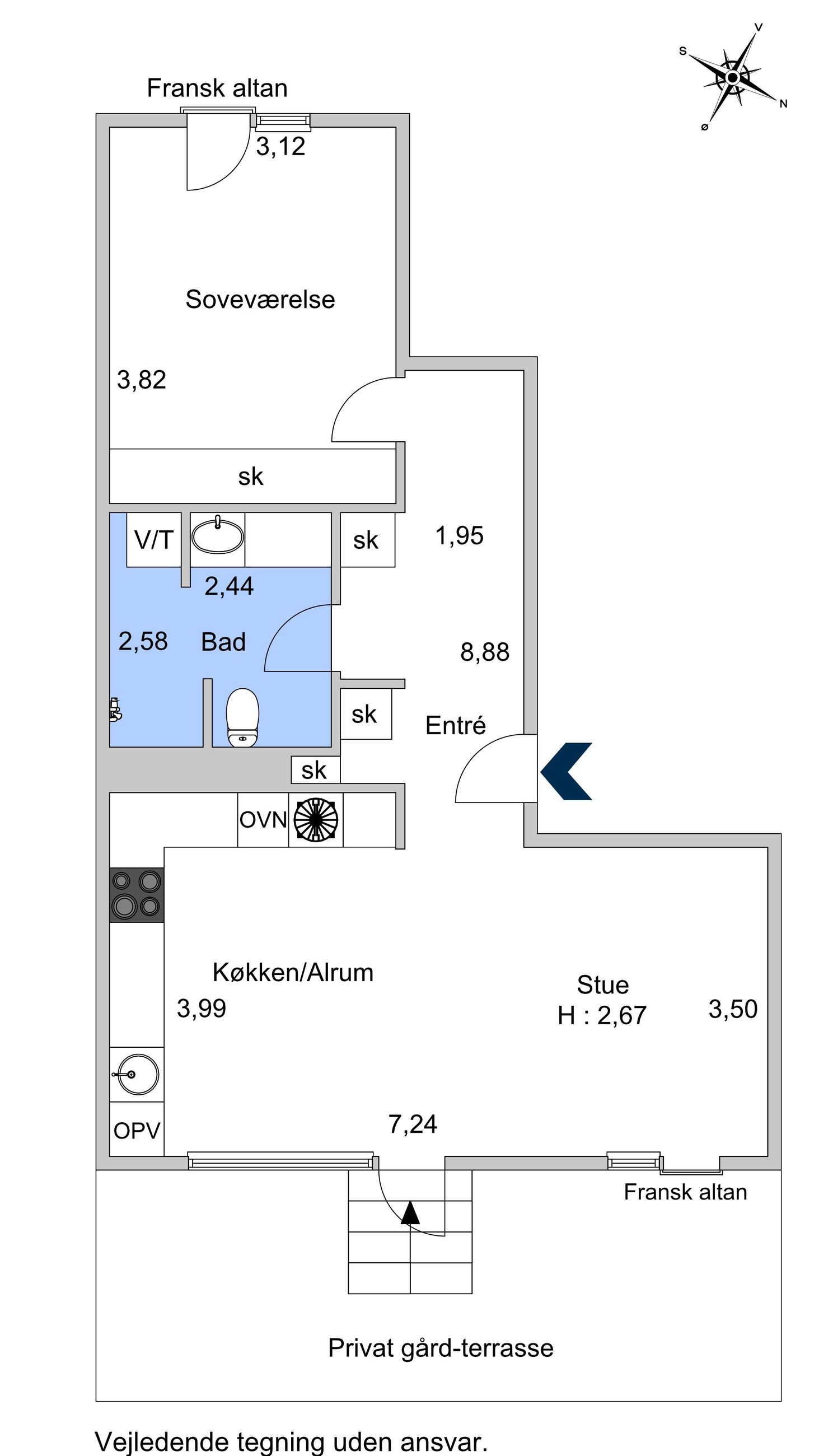 Constantin Hansens Gade 26, st. th, København V - Plantegning