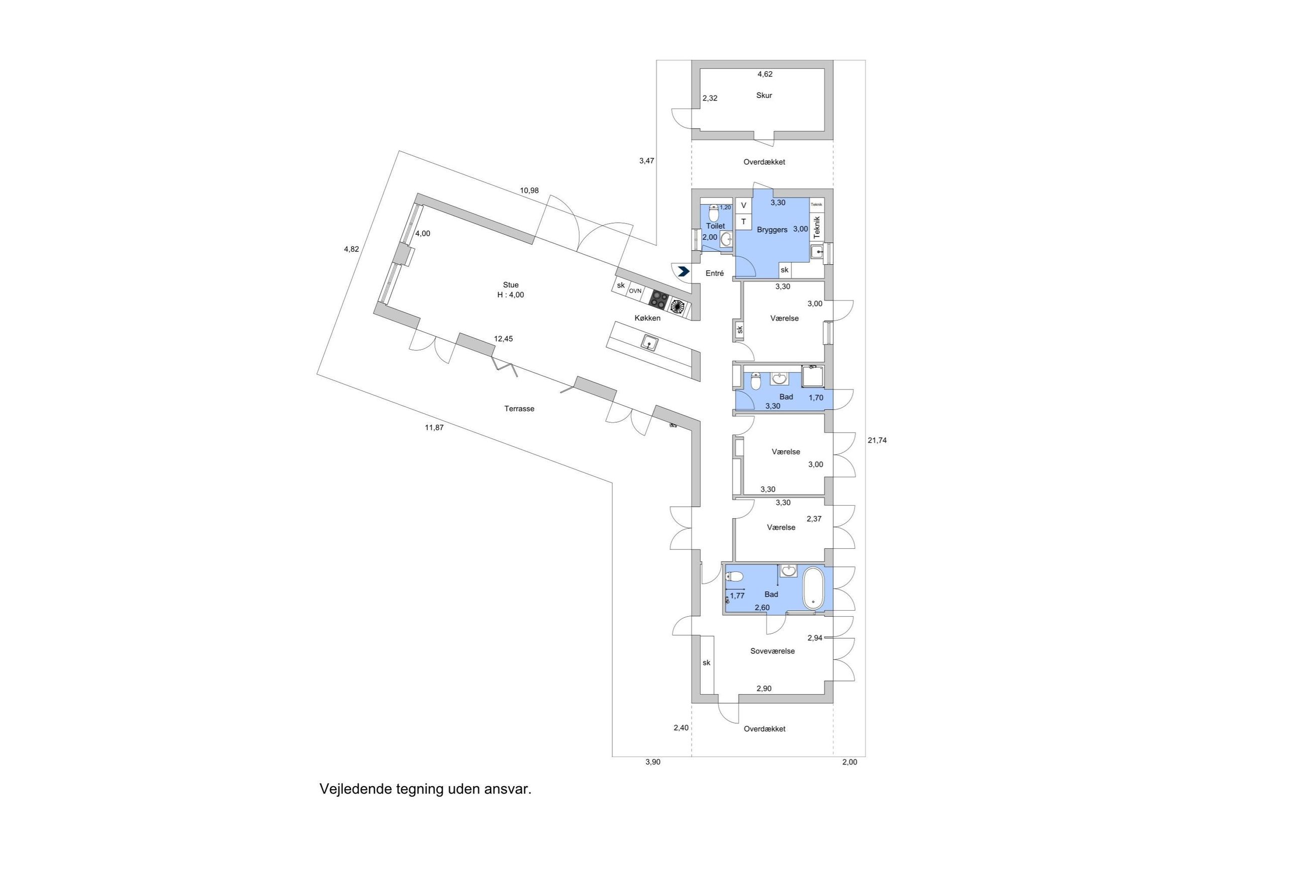 Rishøj Sidevej 8, Nakke, Nykøbing Sj - Plantegning