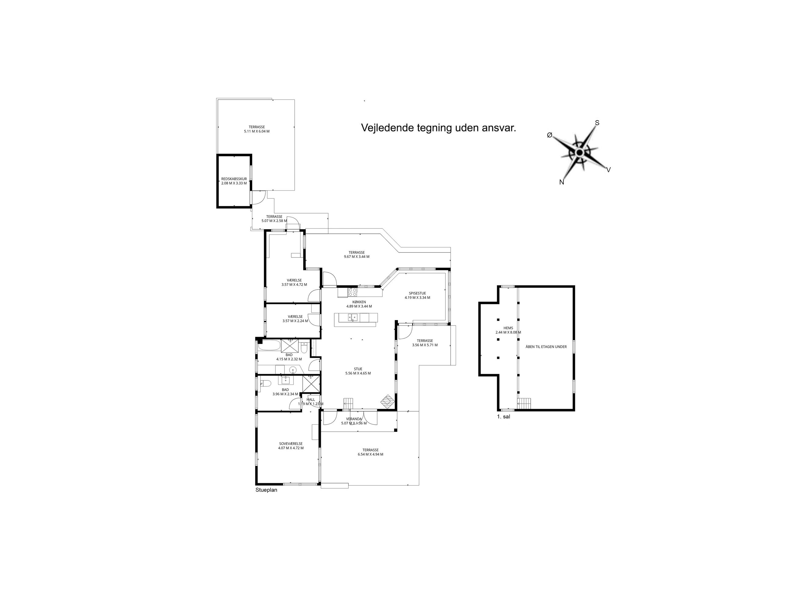 Kaprifolievej 11, Vejby - Plantegning