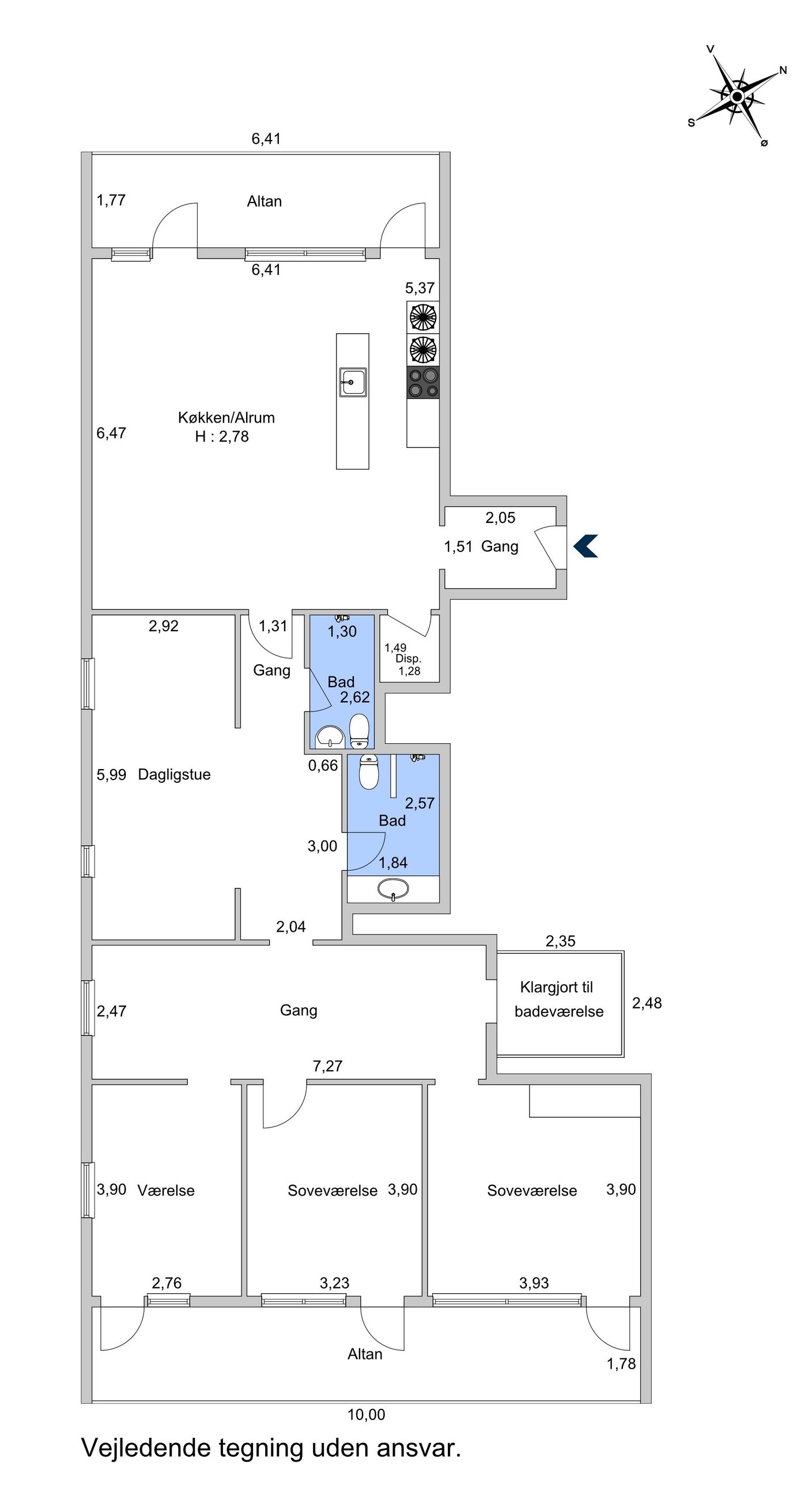 Papirøen 51, 5. 1, København K - Plantegning