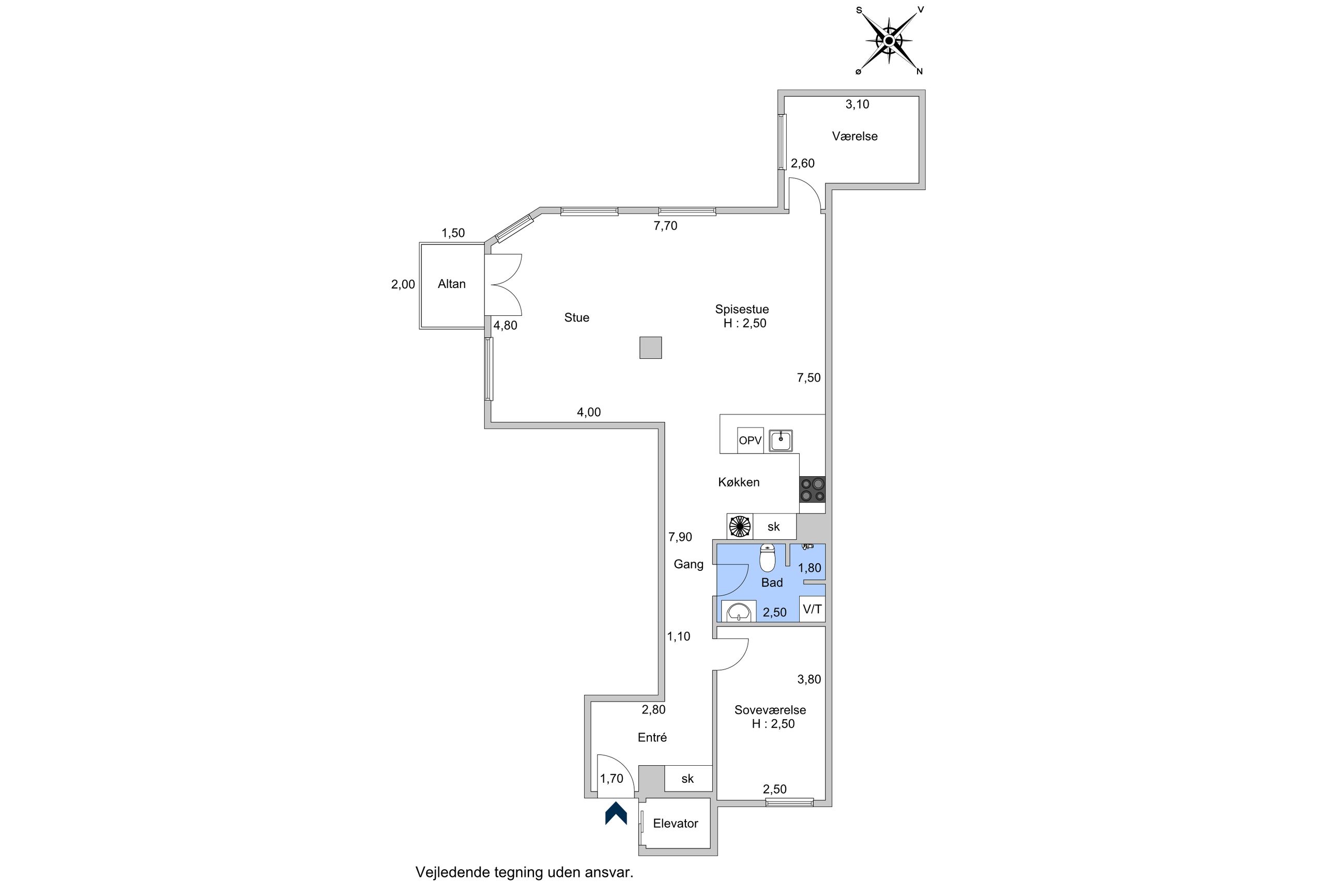 Nyhavn 31E, 2. th, København K - Plantegning