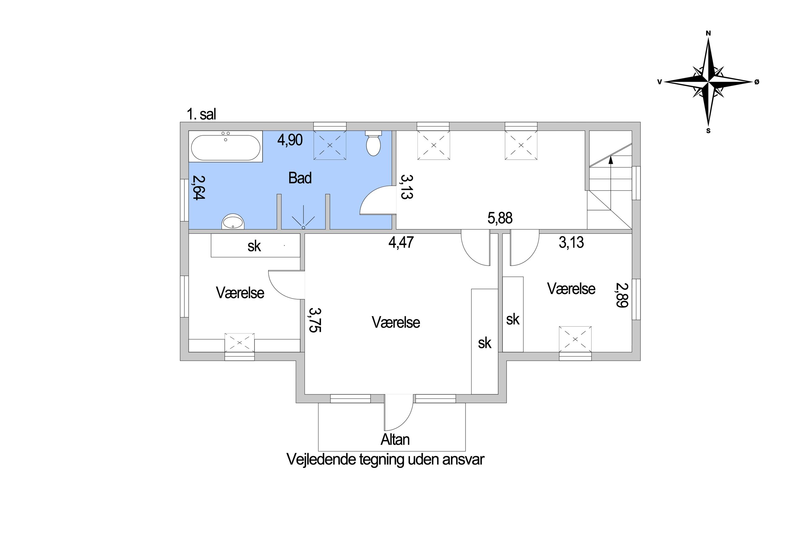 Fiskerstræde 8, Faldsled, Millinge - Plantegning