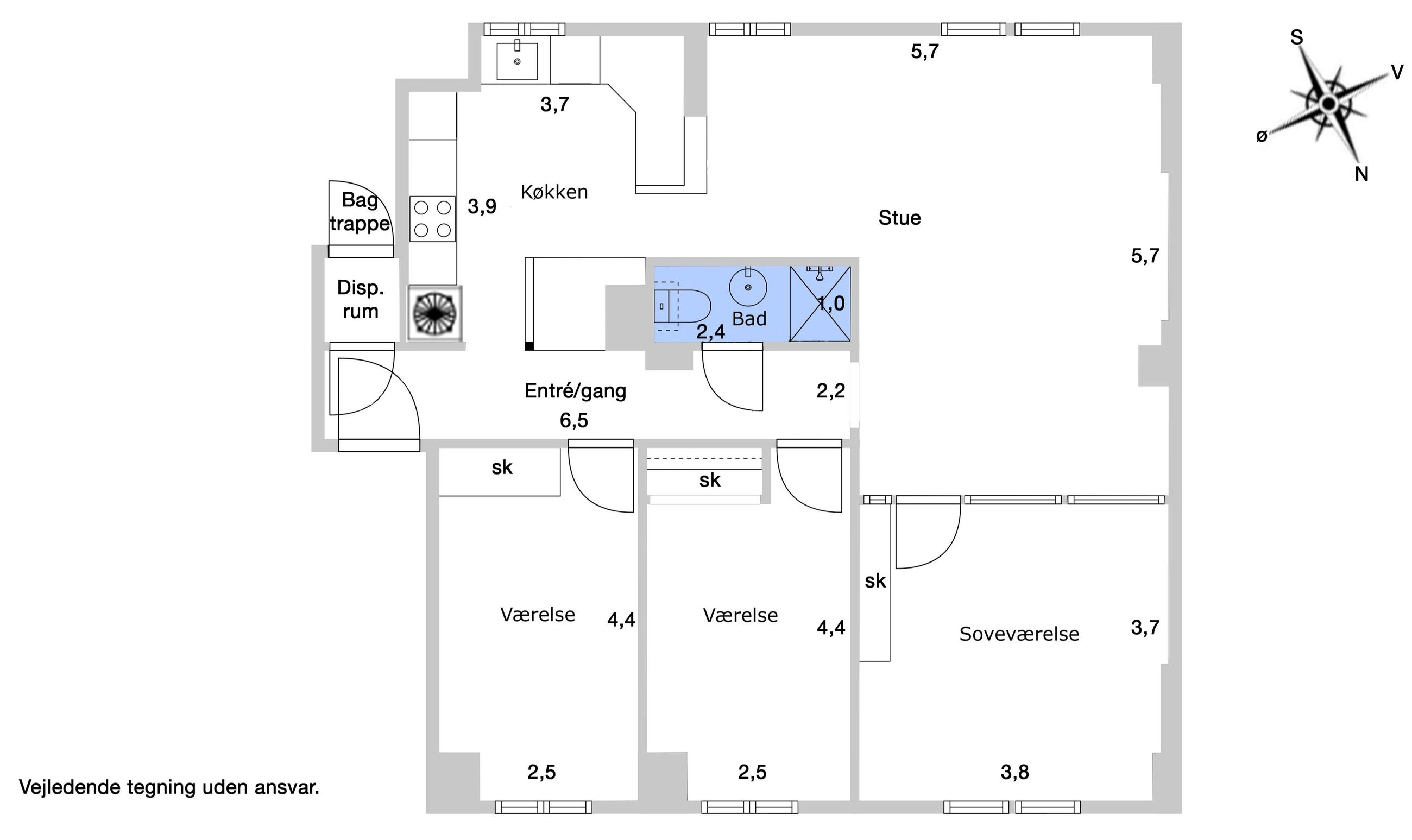 Gammel Kongevej 173, 4. th, Frederiksberg C - Plantegning