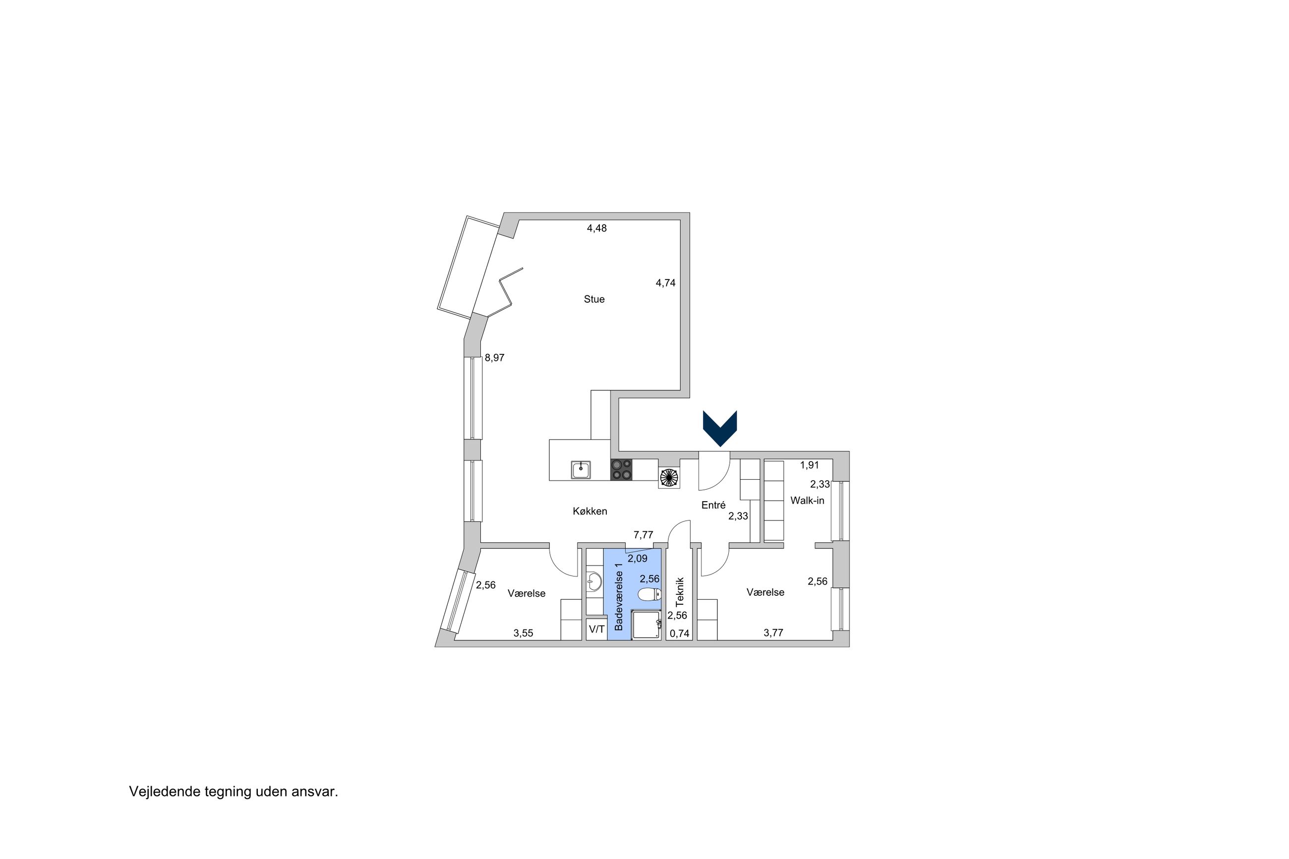 Sophie Brahes Gade 4A, 1. tv, Helsingør - Plantegning