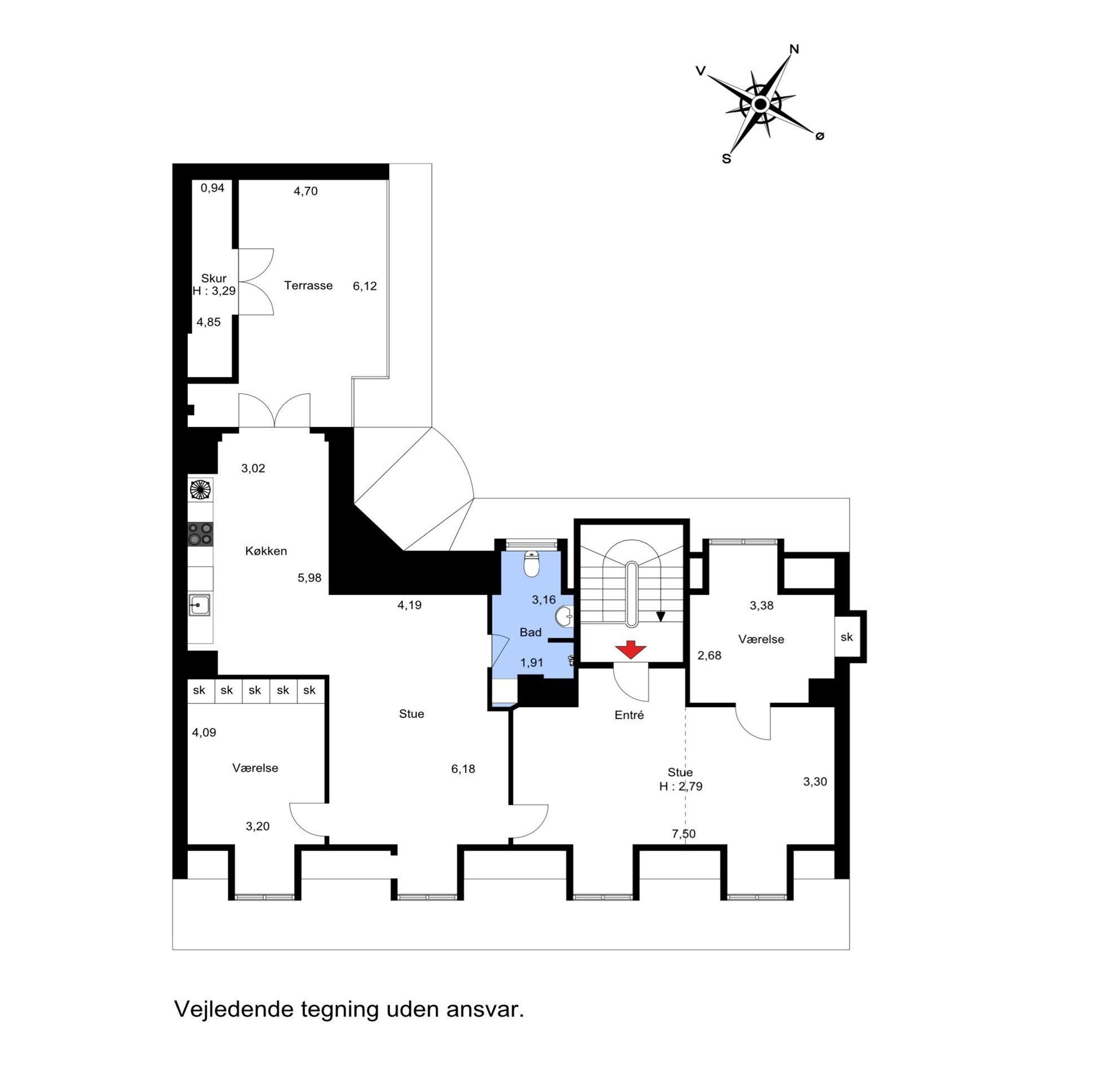 Stormgade 12, 3, København K - Plantegning