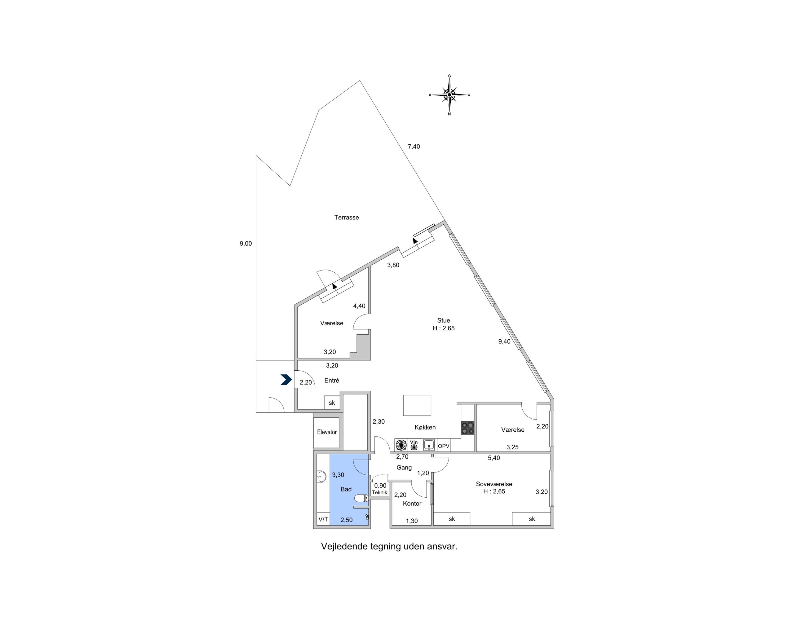 Enghavevej 8, 2. th, København V - Plantegning