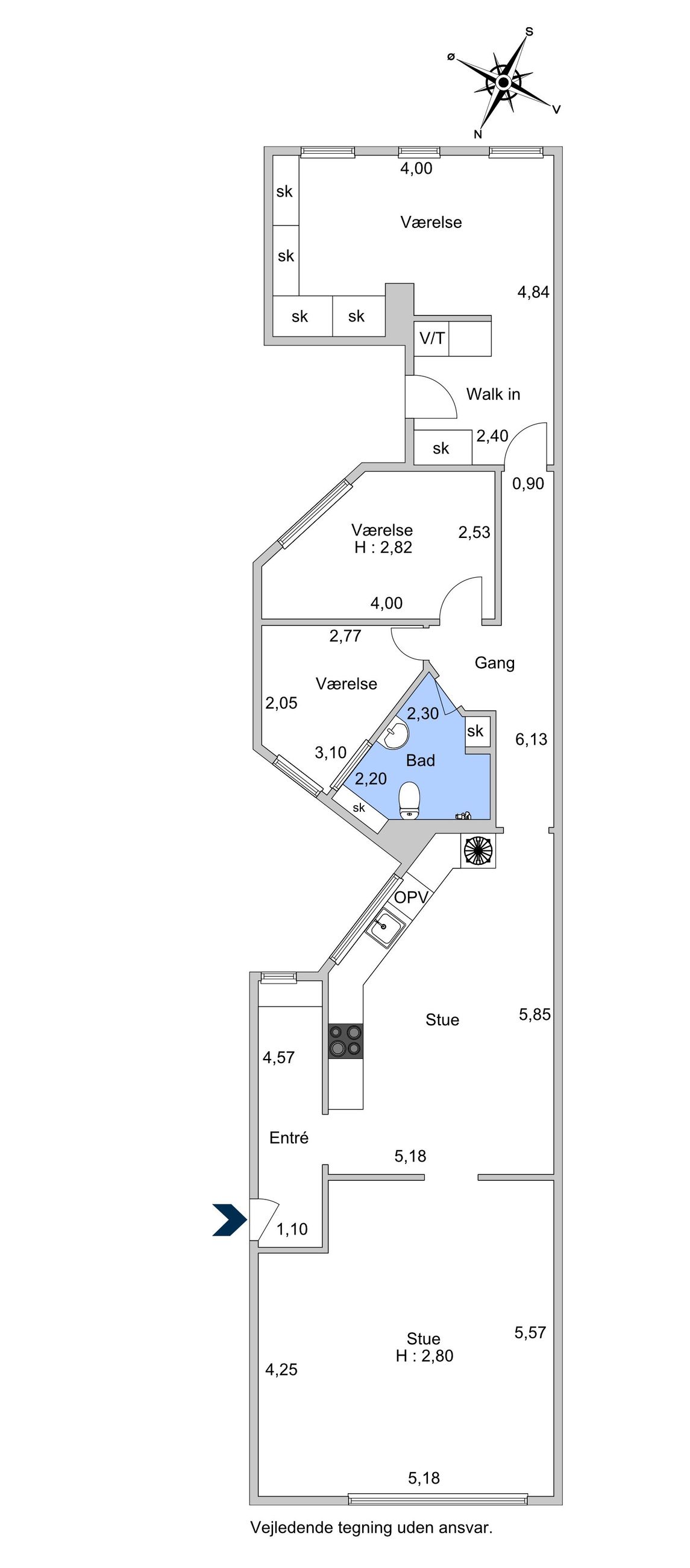 Willemoesgade 32, st. th, København Ø - Plantegning