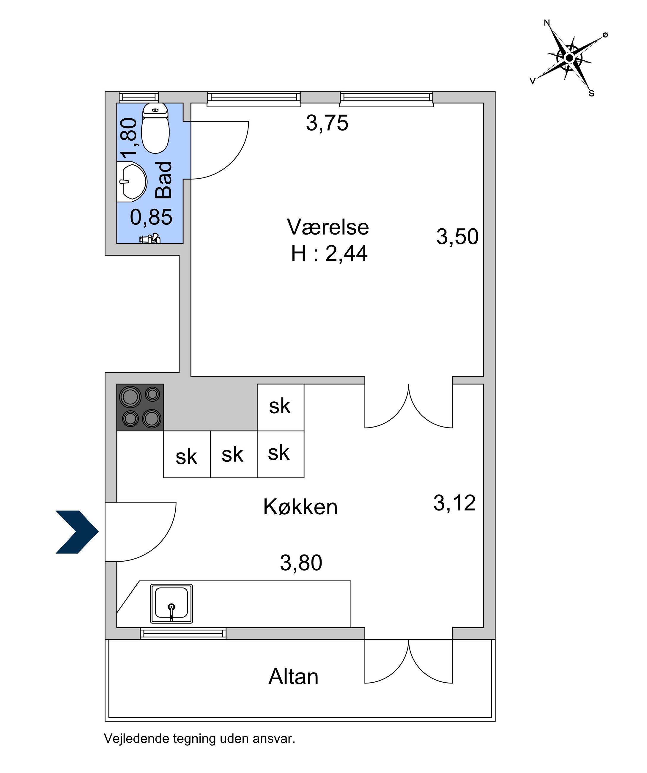 Gernersgade 9, 4. tv, København K - Plantegning