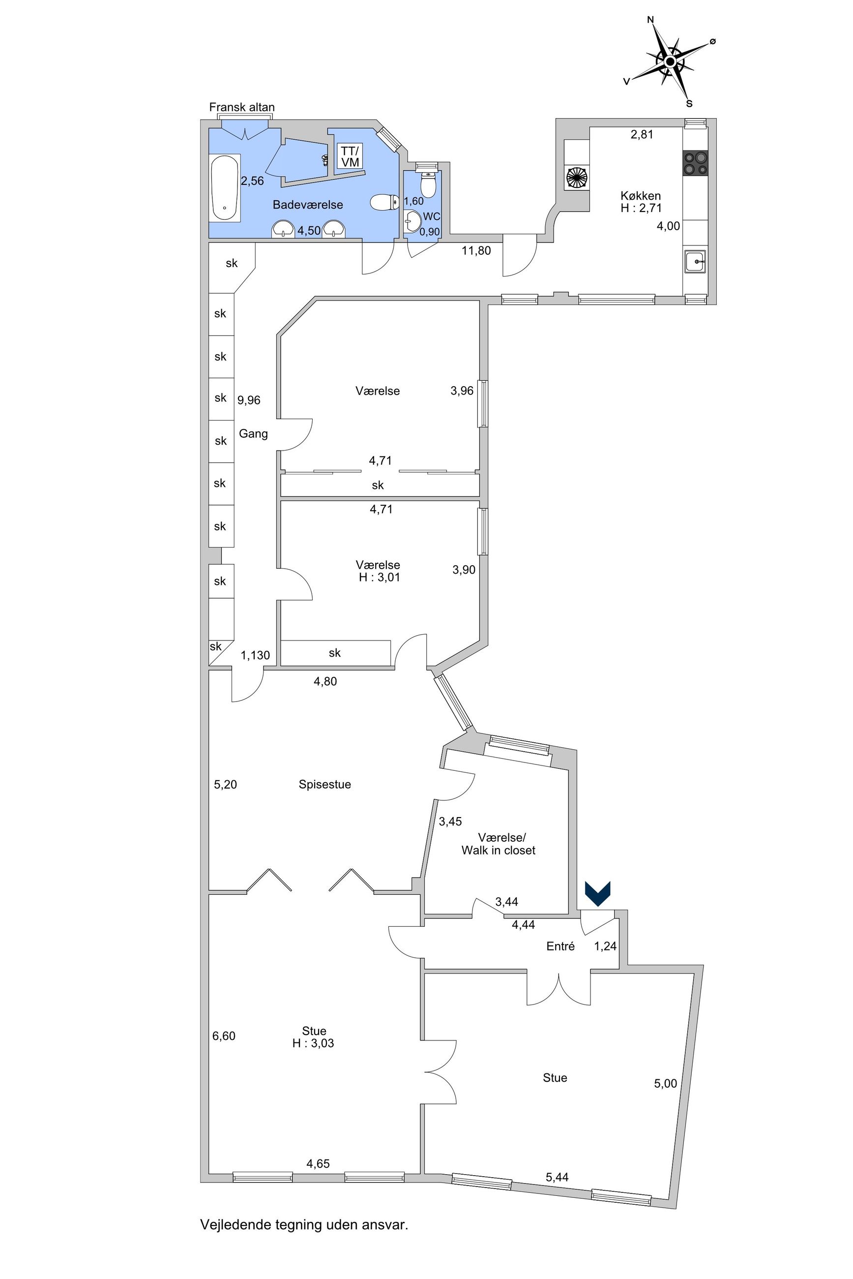 Frederiksgade 9, 3. th, København K - Plantegning