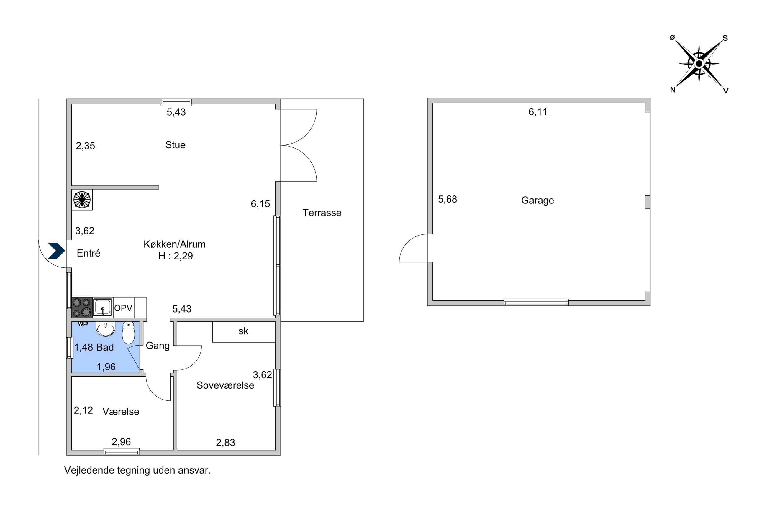 Solvangsvej 23, Liseleje - Plantegning