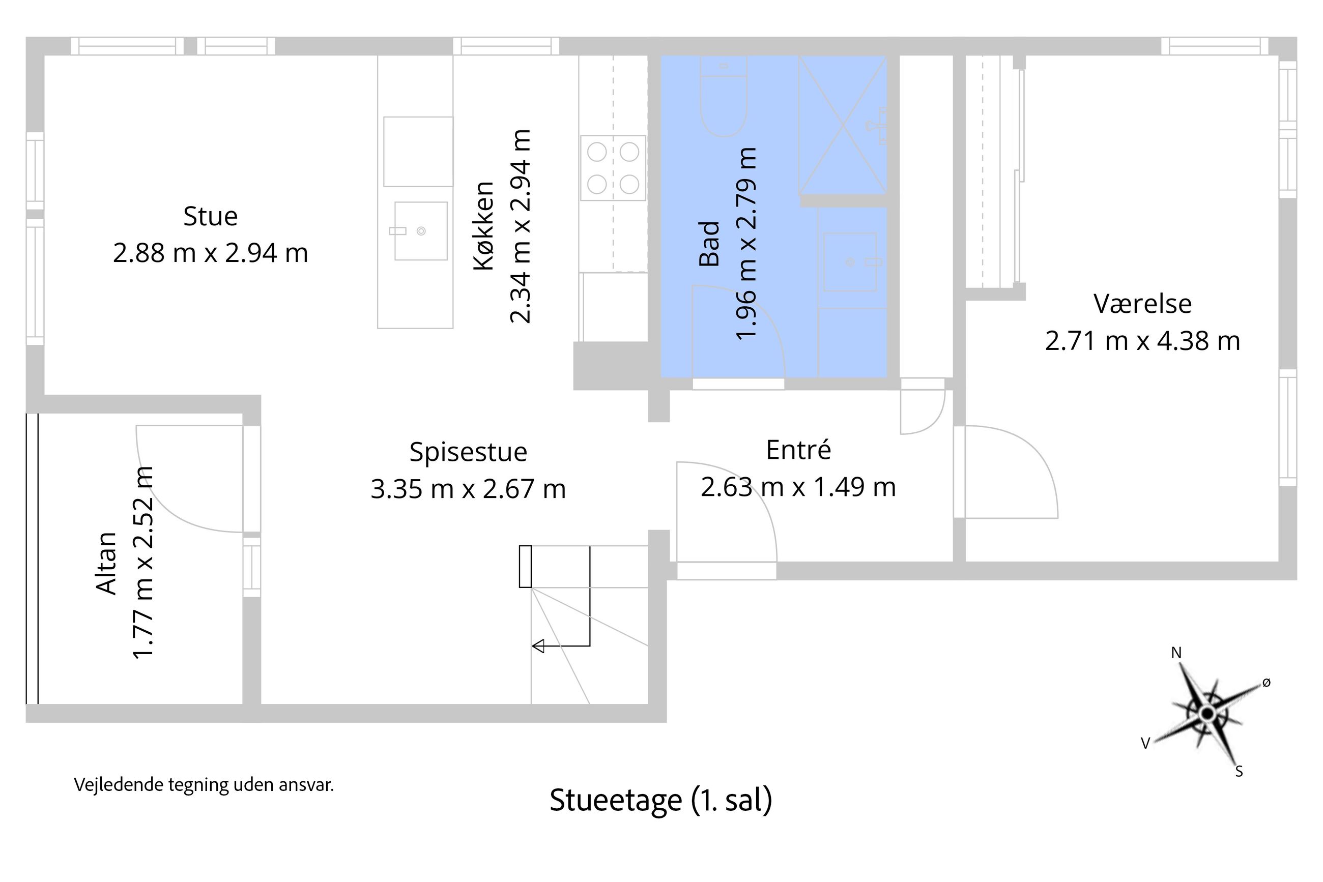 Strandpromenaden 25, 1. th, Helsingør - Plantegning