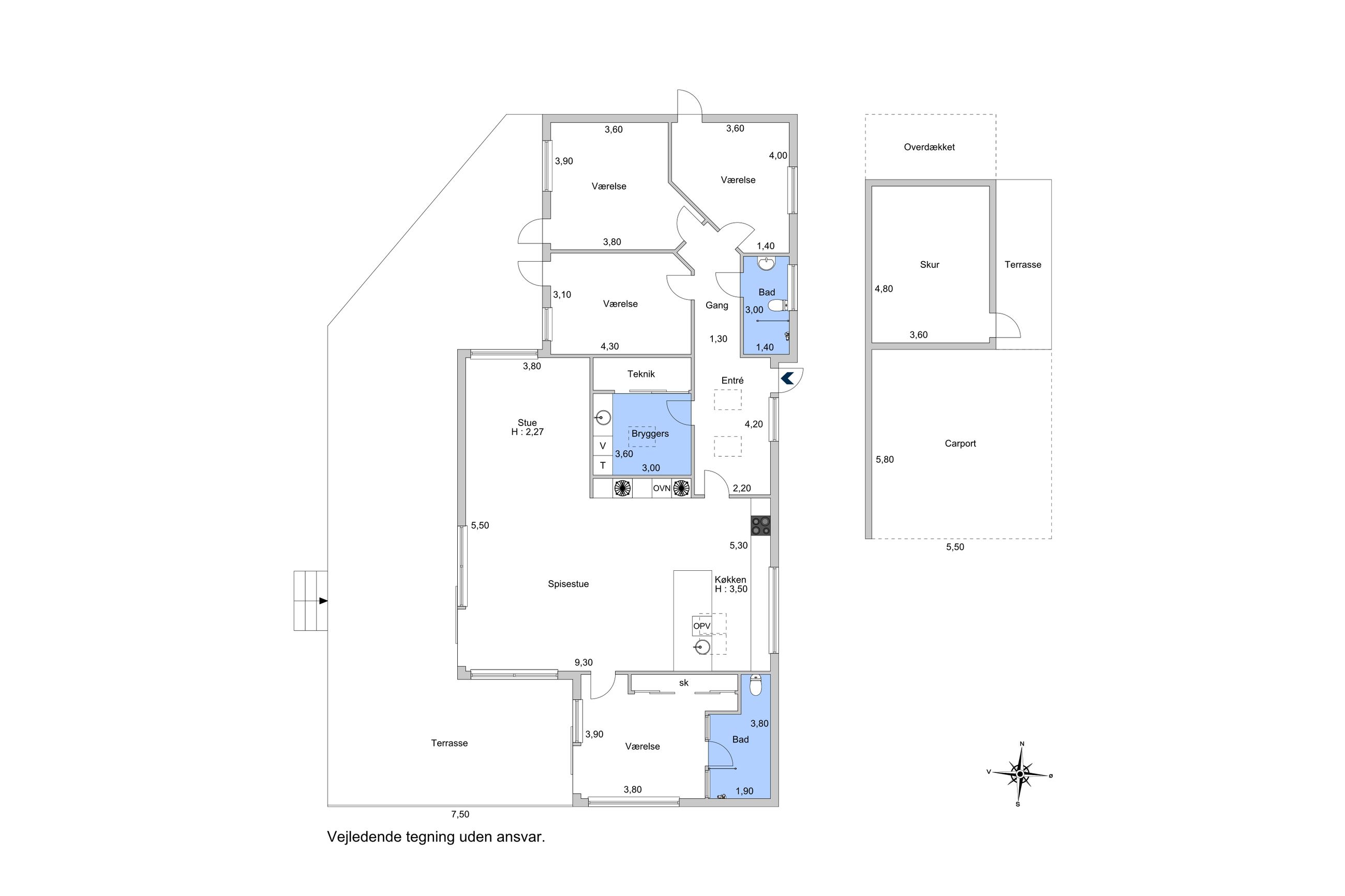 Rugvej 3, Jyllinge - Plantegning