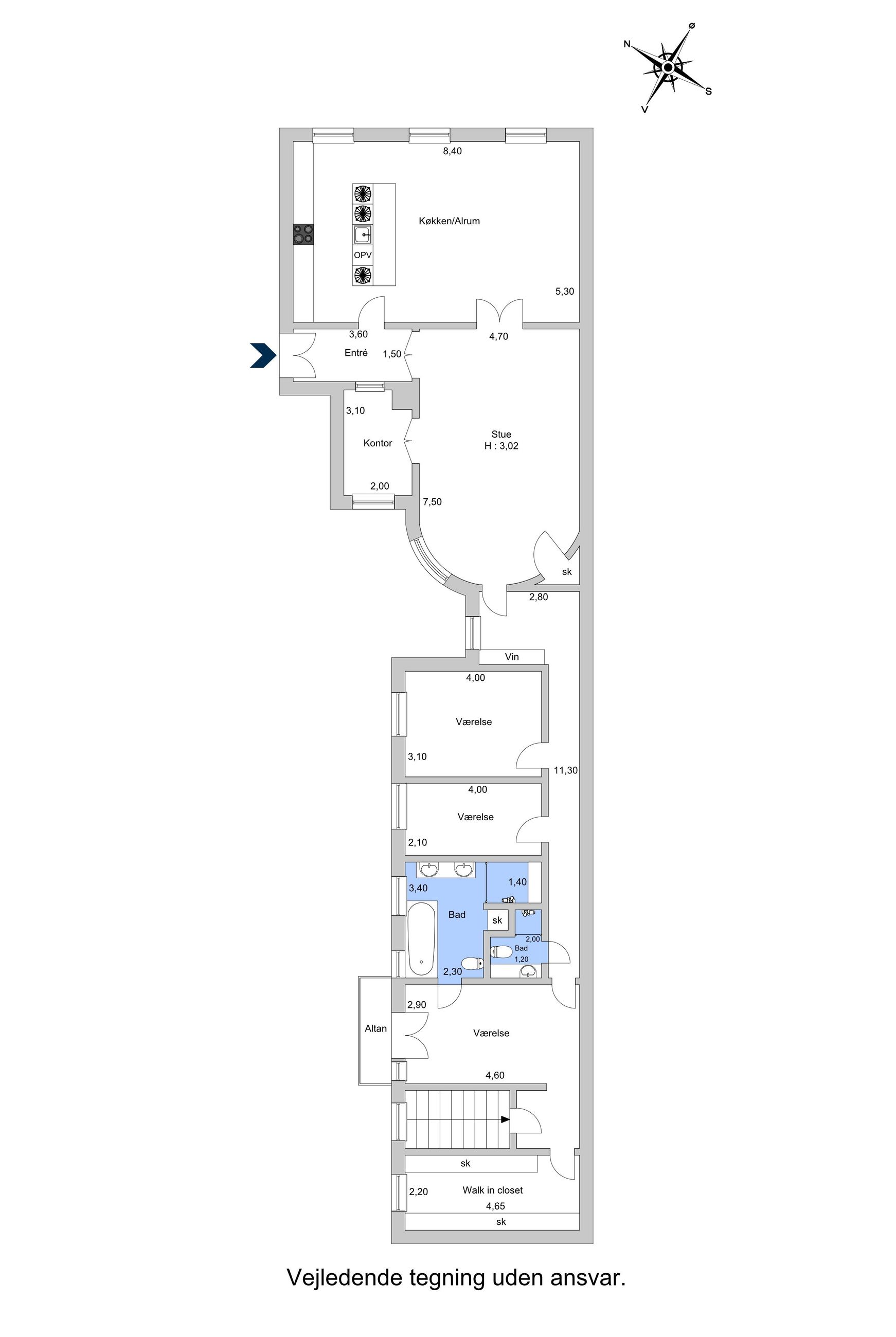 Rosenvængets Sideallé 3, 1. th, København Ø - Plantegning