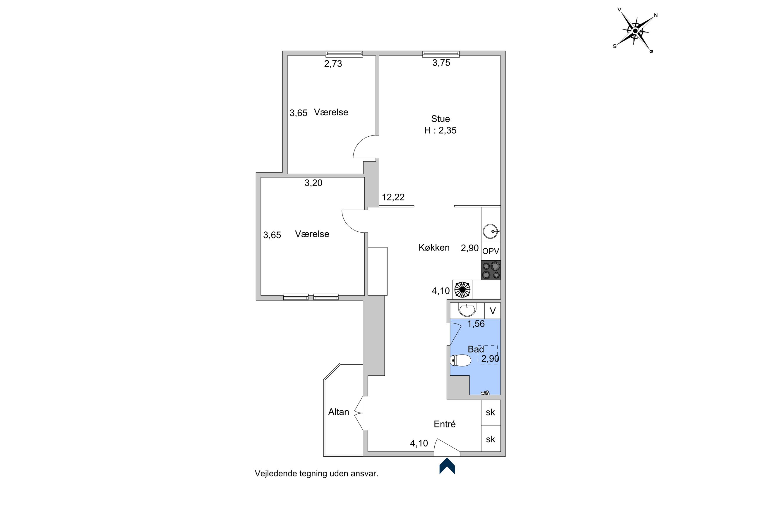 Rømersgade 20B, 5. tv, København K - Plantegning
