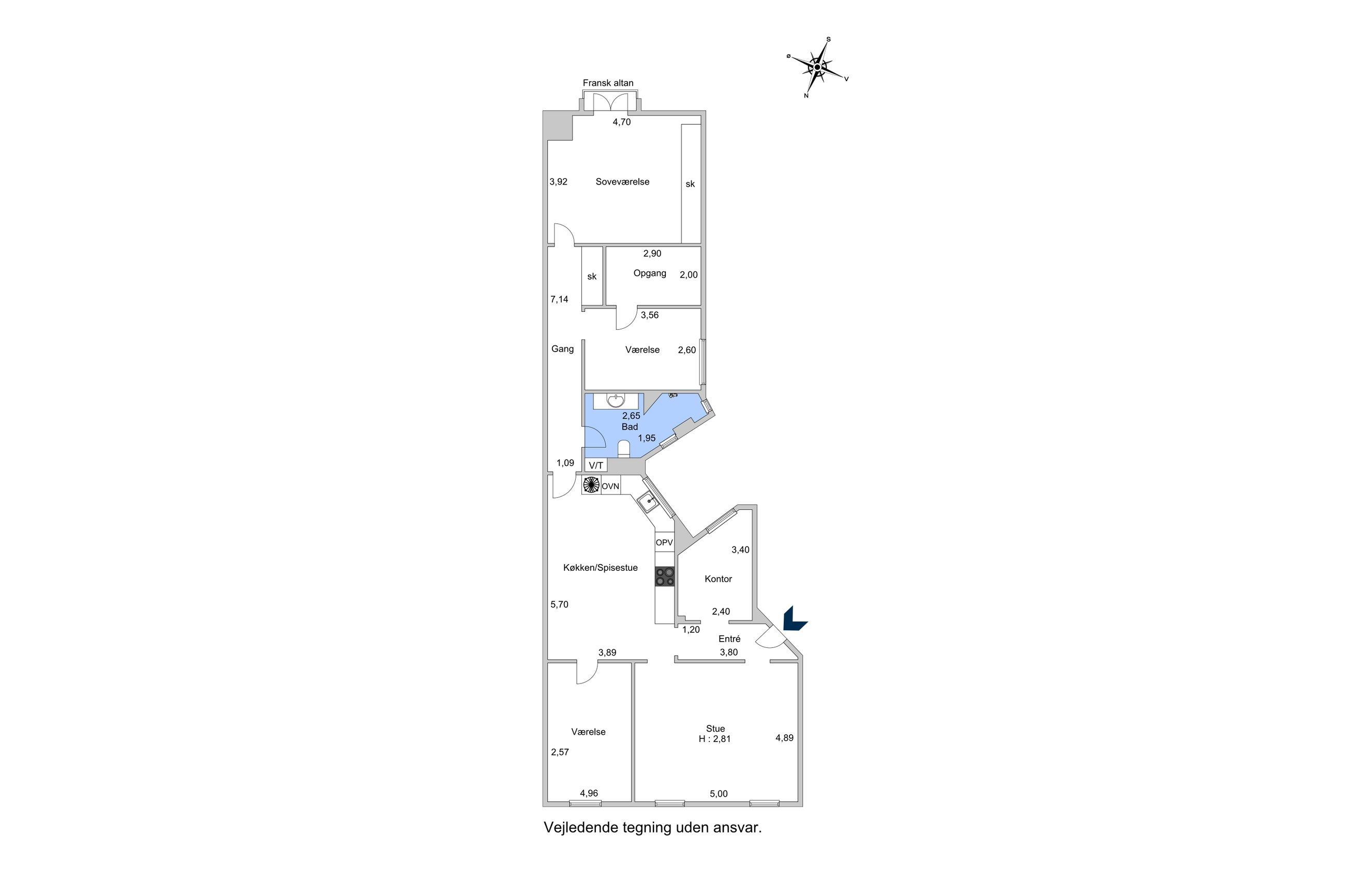 Vesterbrogade 83, 1. th, København V - Plantegning