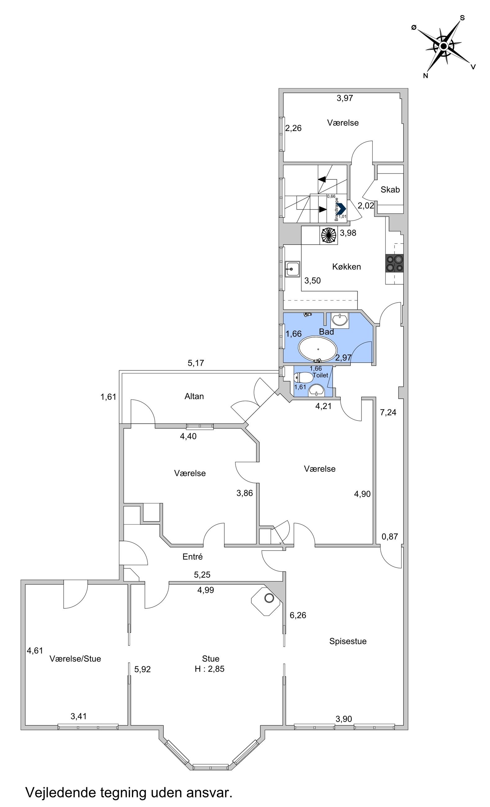 Nordre Frihavnsgade 26, 1. tv, København Ø - Plantegning