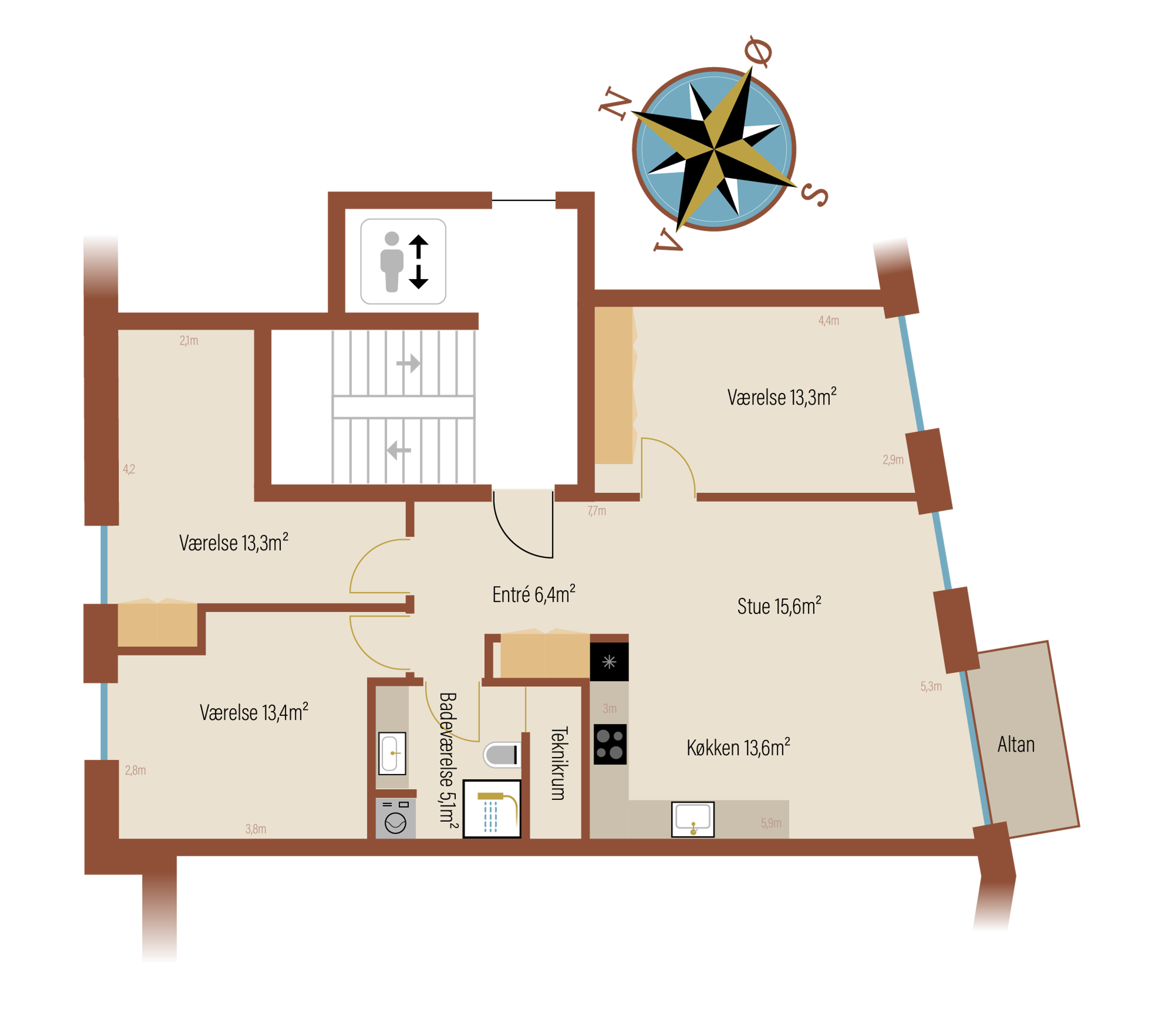 Sophie Brahes Gade 6D, 1. tv, Helsingør - Plantegning