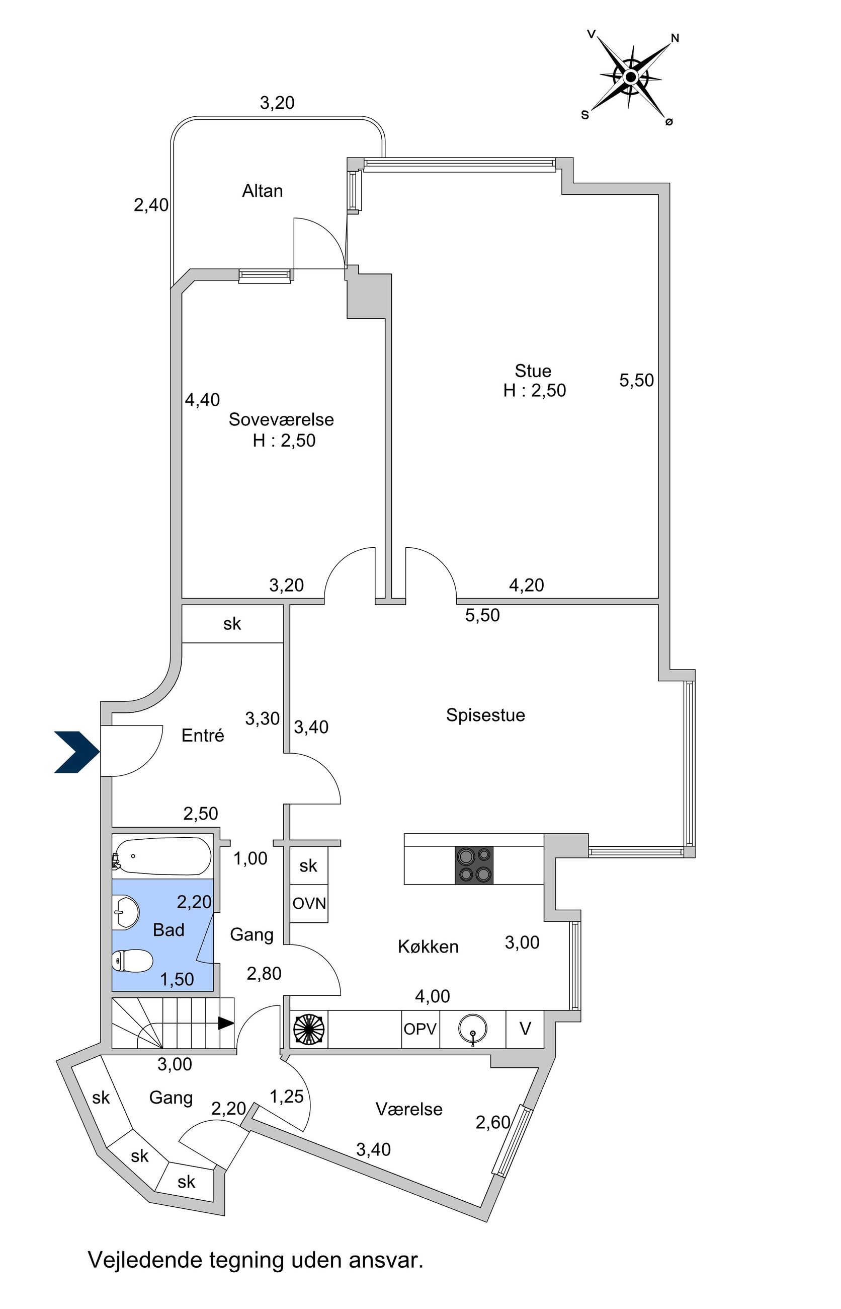 Vester Søgade 78, 2. 4, København V - Plantegning