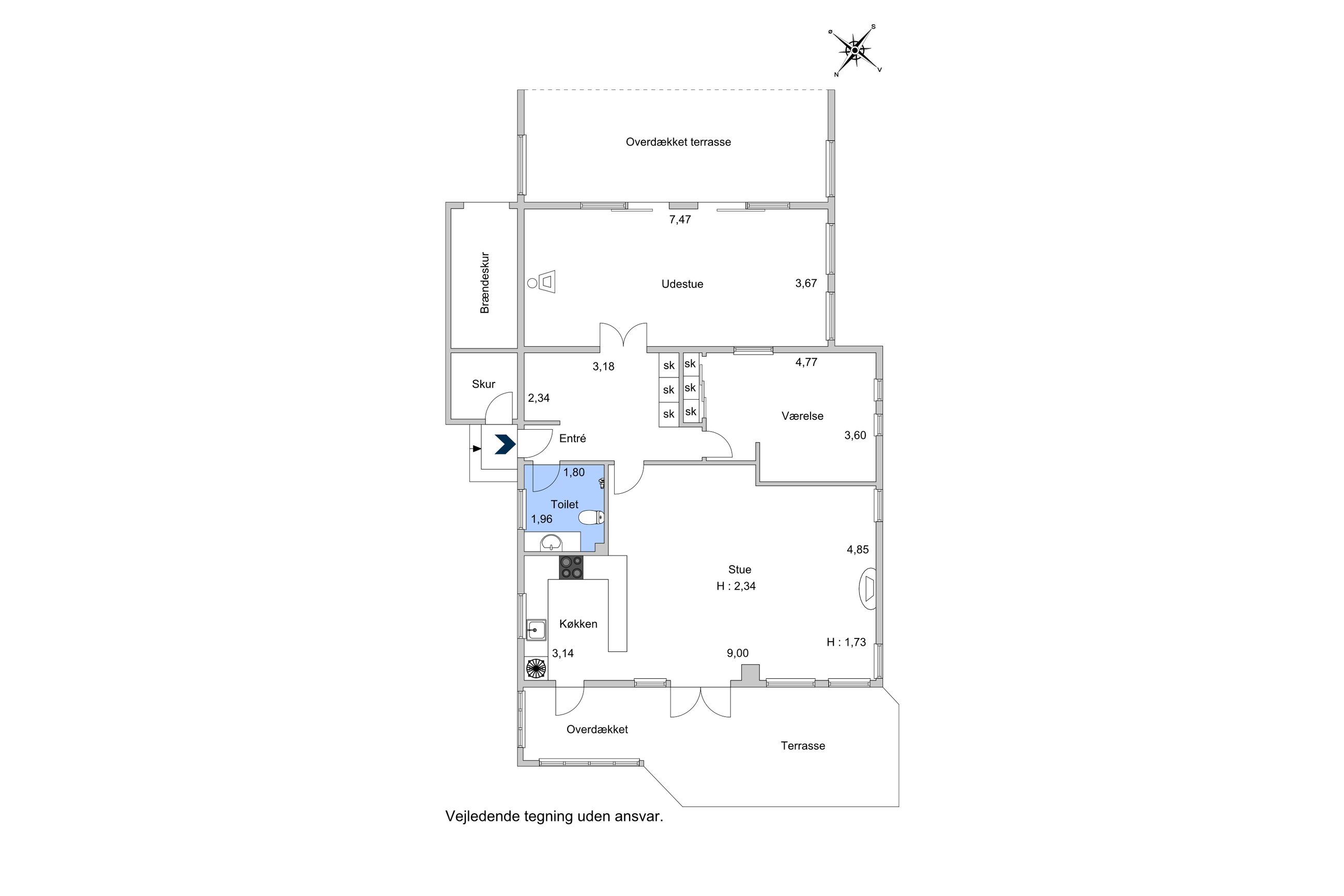 Fuglevej 5, Kildekrog, Hornbæk - Plantegning