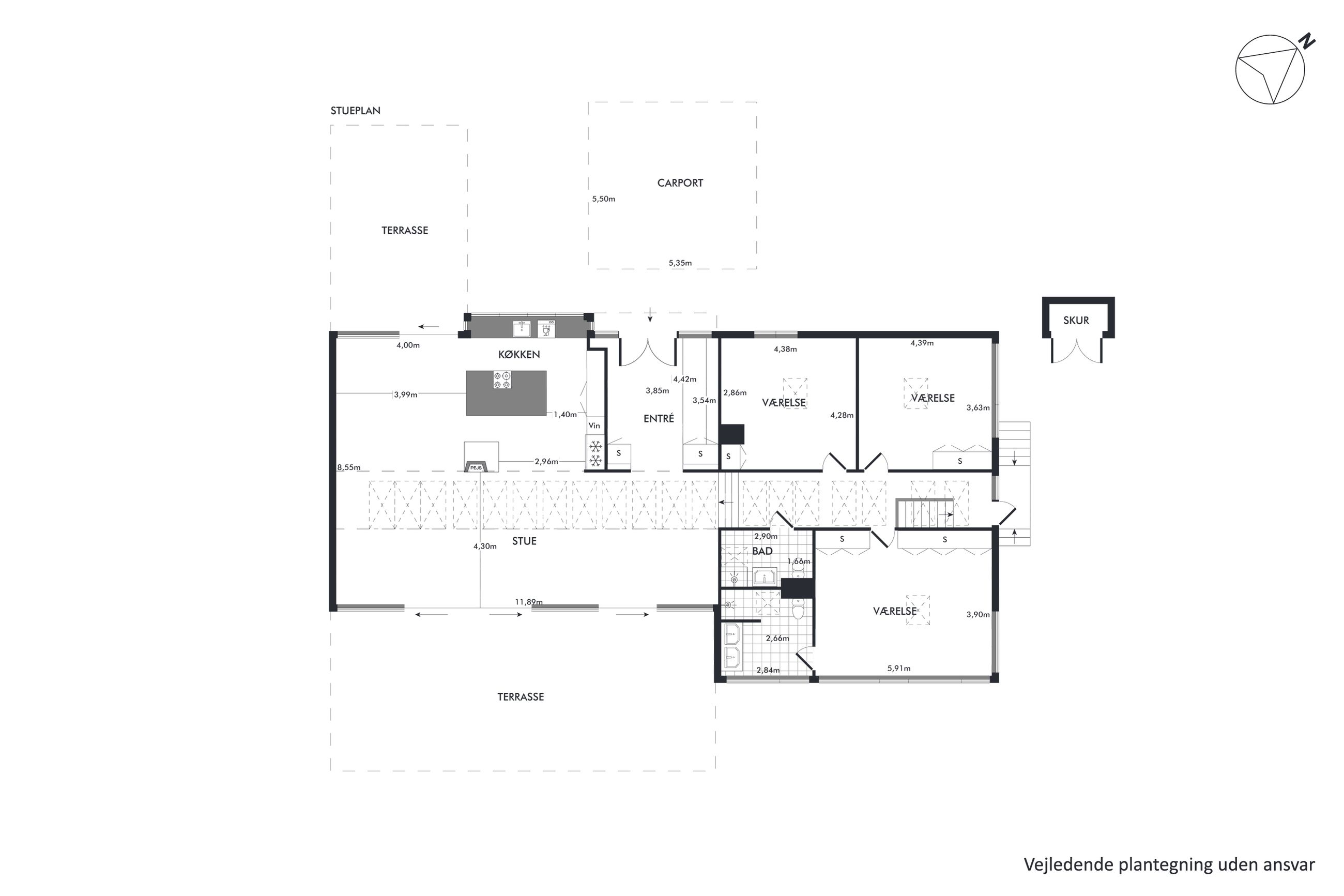 Frederikslundsvej 1A, Holte - Plantegning