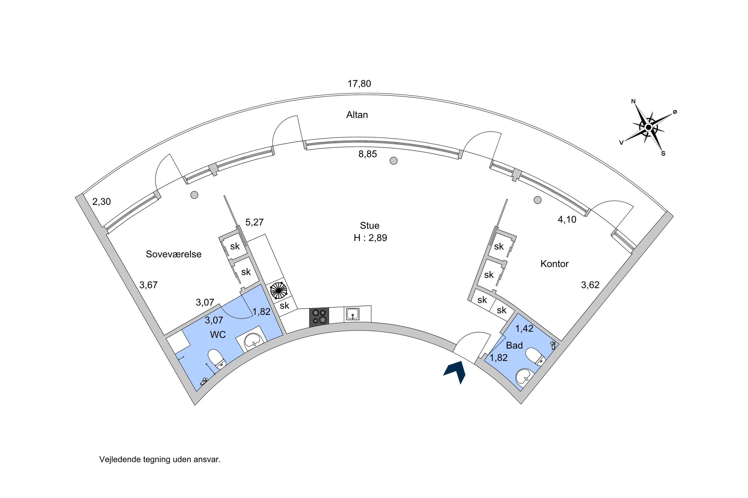 Islands Brygge 32A, 3. 325, København S - Plantegning
