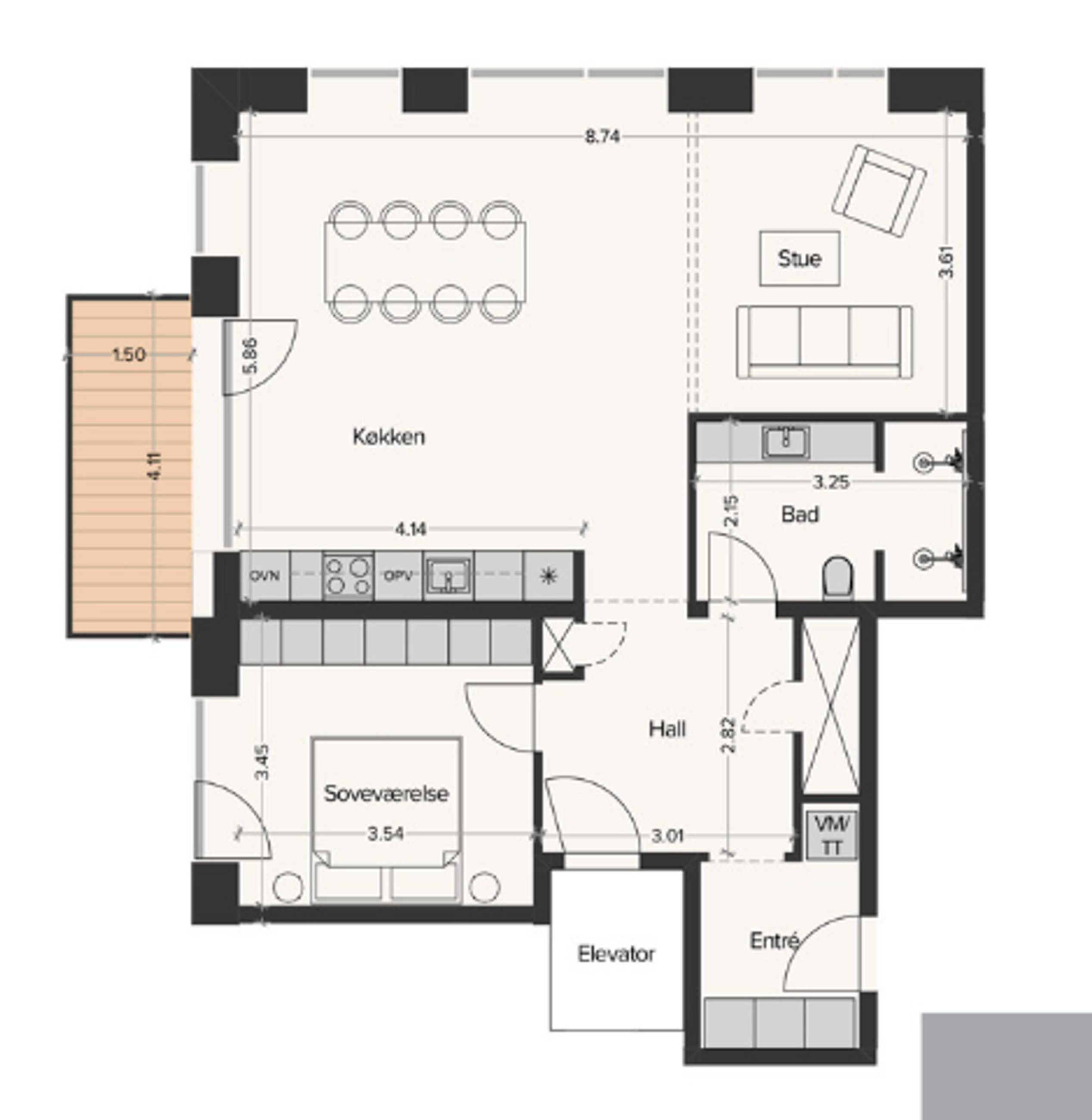 PH Park 82, 1. 3, Hørsholm - Plantegning