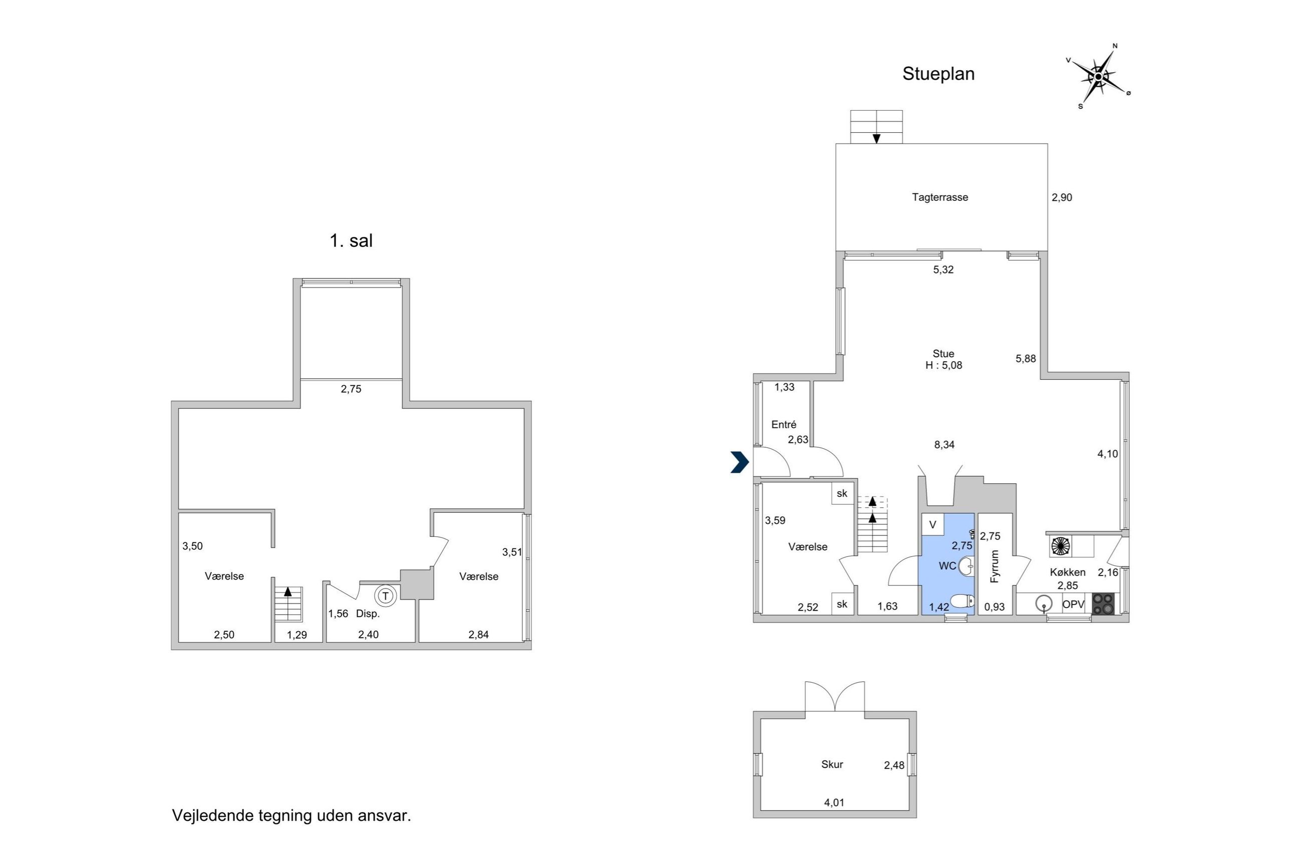 Klitrosevej 21, Hundested - Plantegning