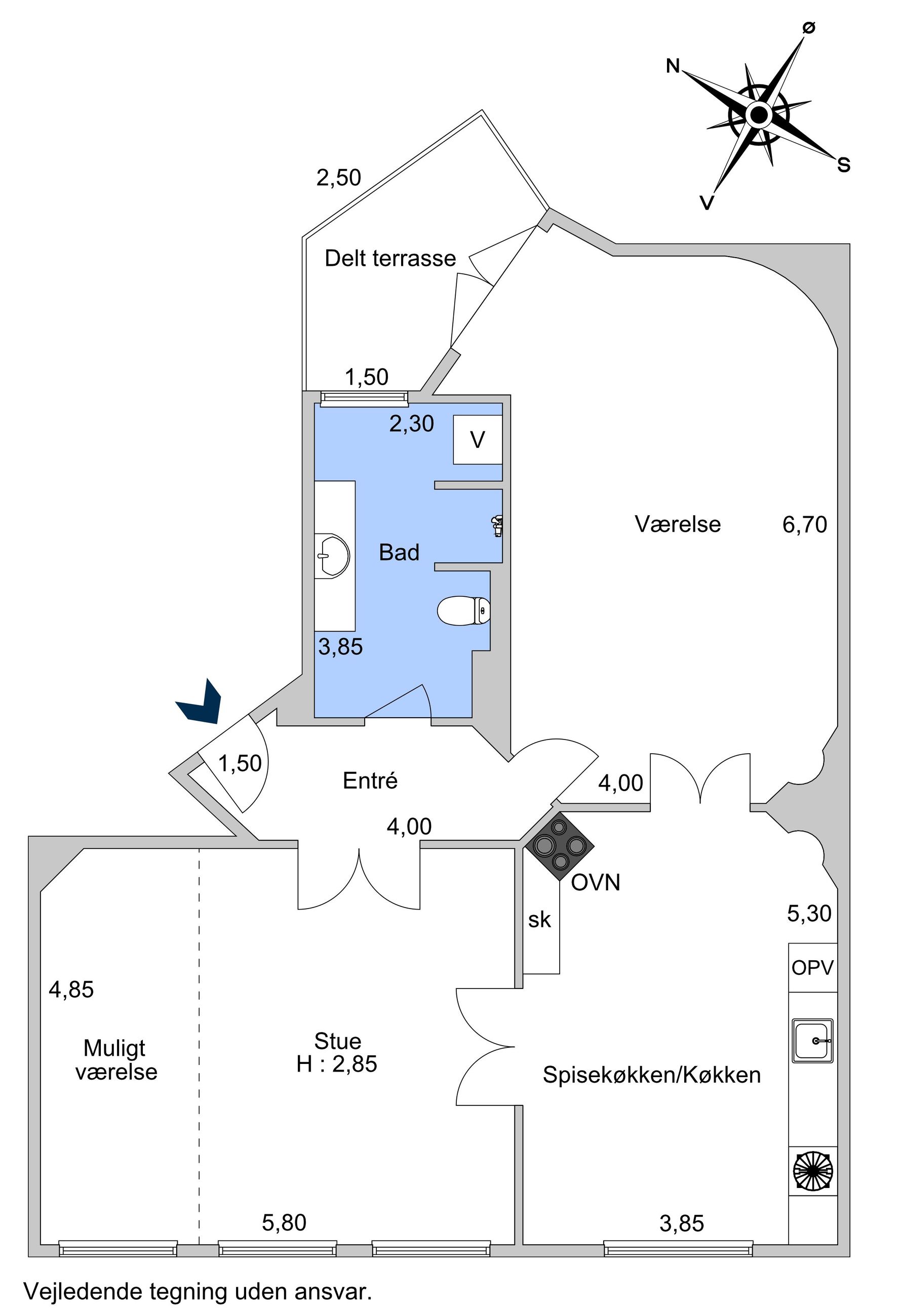 Tordenskjoldsgade 27, st, København K - Plantegning