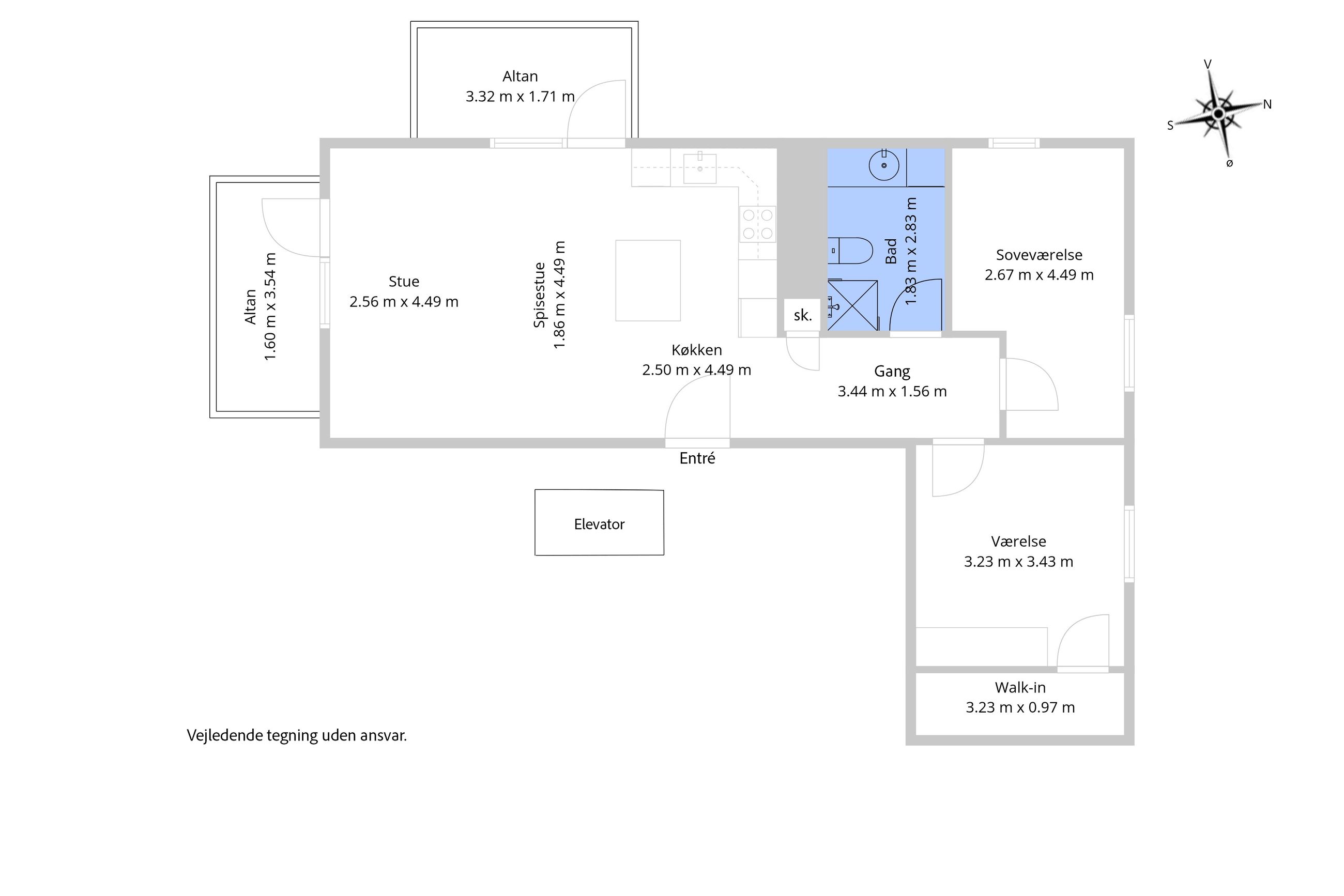 Poul Bundgaards Vej 10, 2. th, Valby - Plantegning