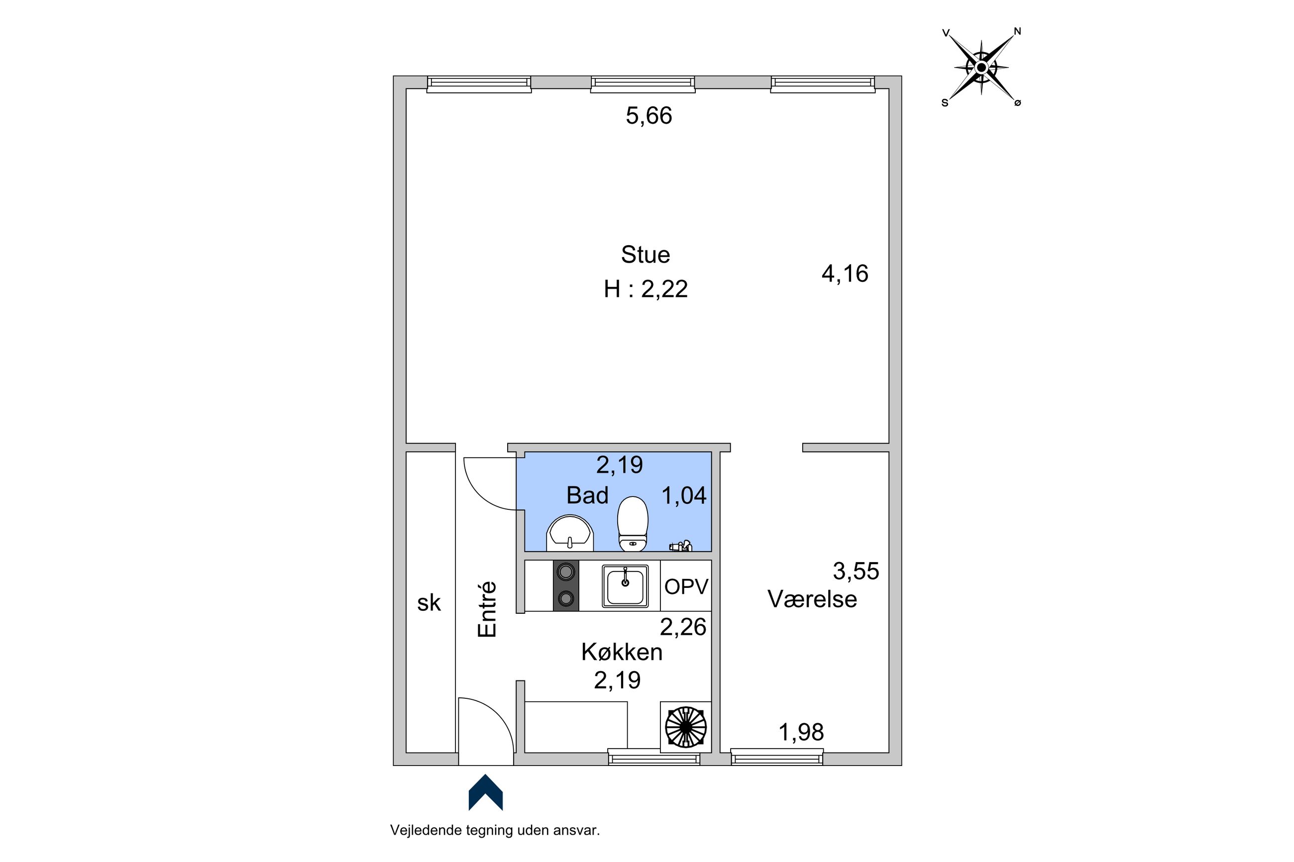 Lavendelstræde 9, 2. th, København K - Plantegning