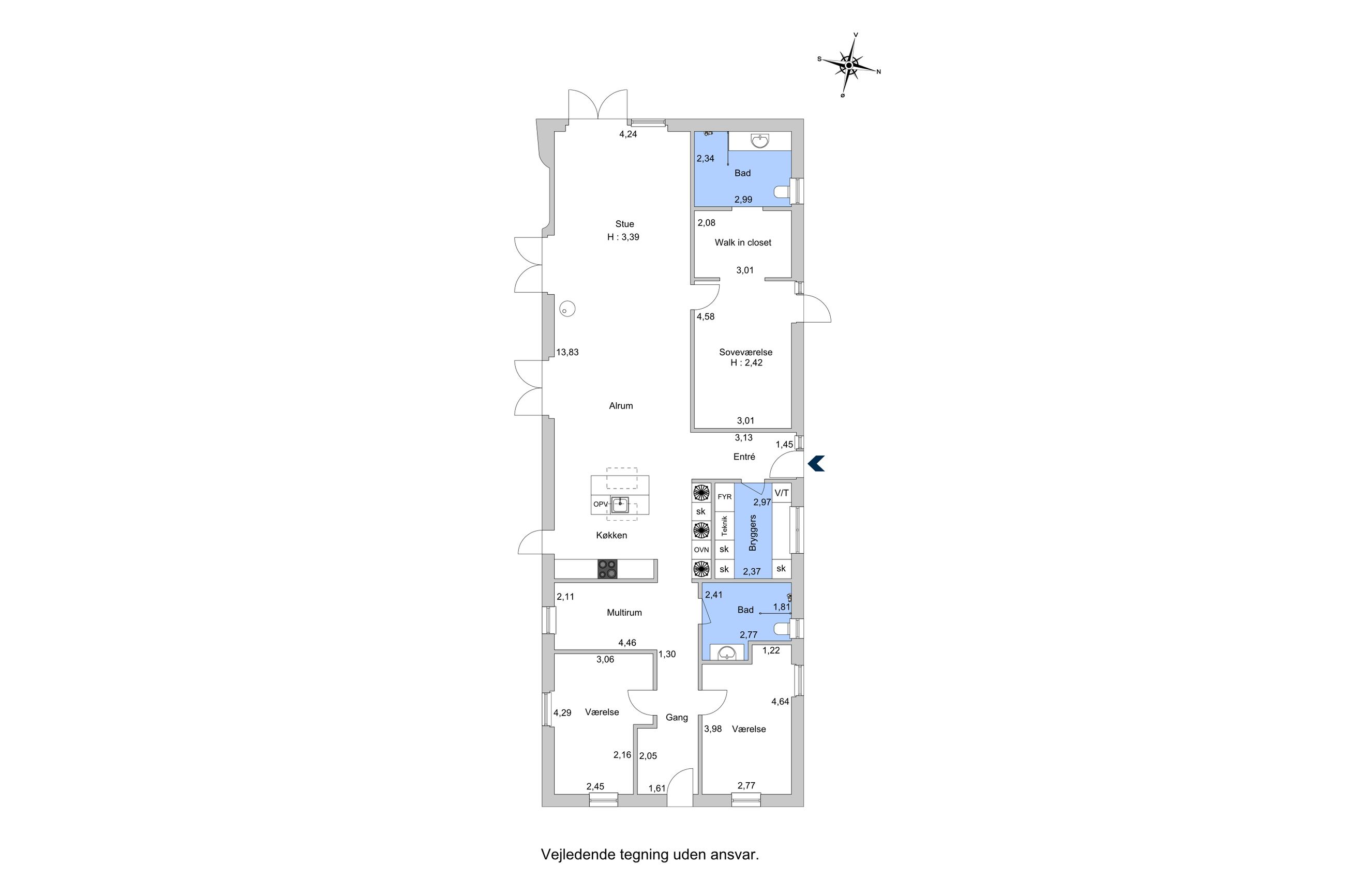 Kærvej 22, Ejby, Kirke Hyllinge - Plantegning