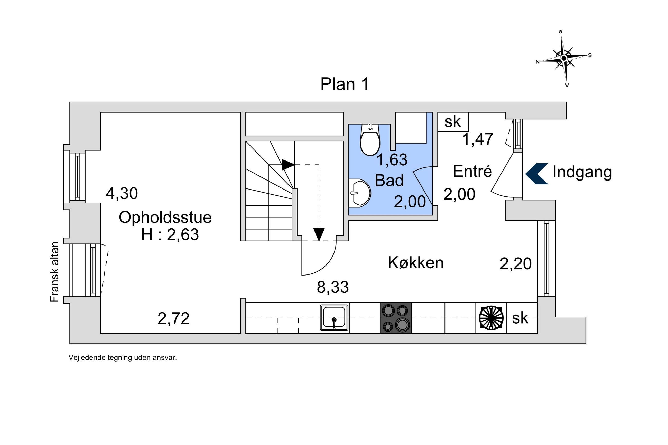 Frederiksberg Alle 41, 4. 405, Frederiksberg C - Plantegning
