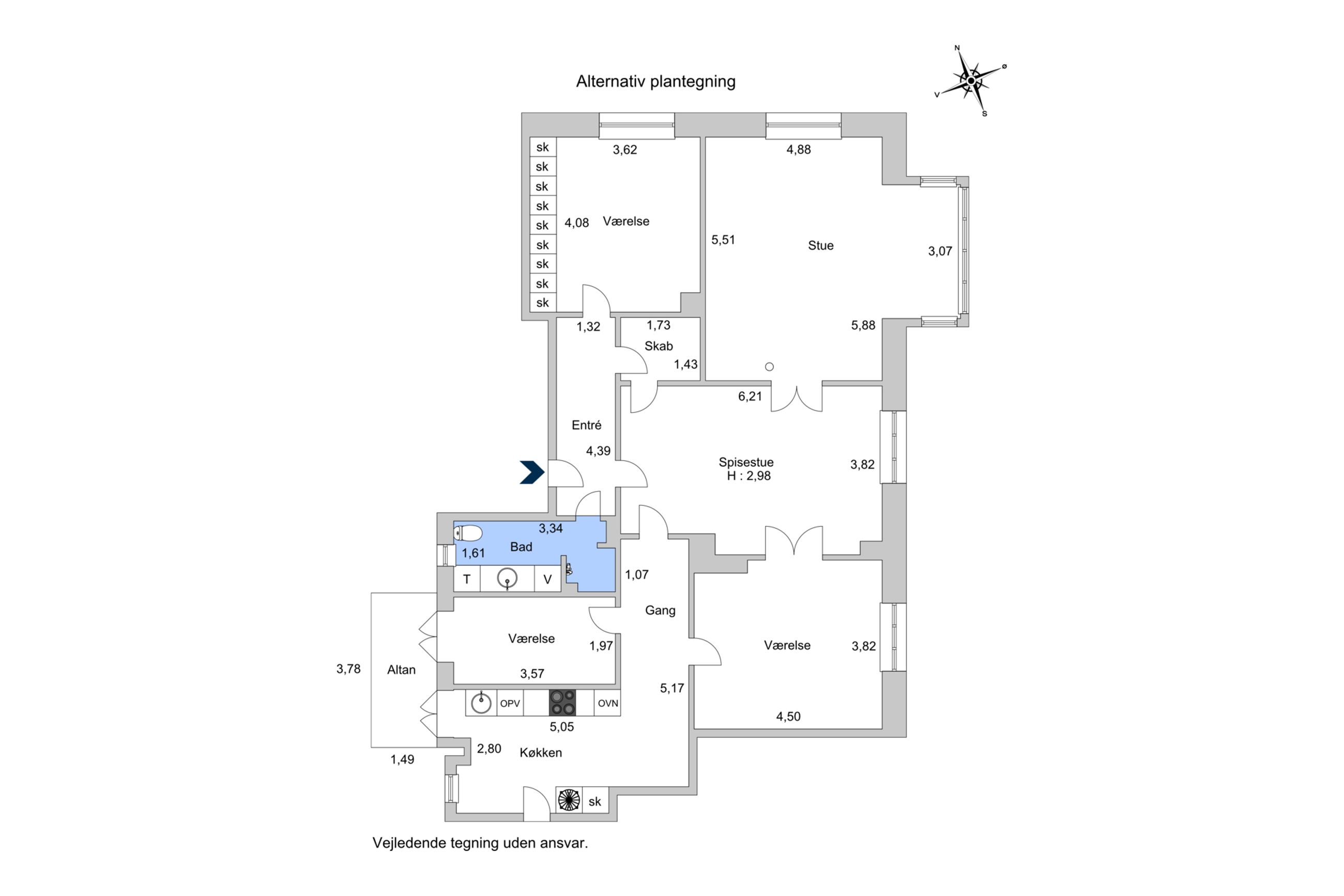 Danas Plads 19, 1. th, Frederiksberg C - Plantegning