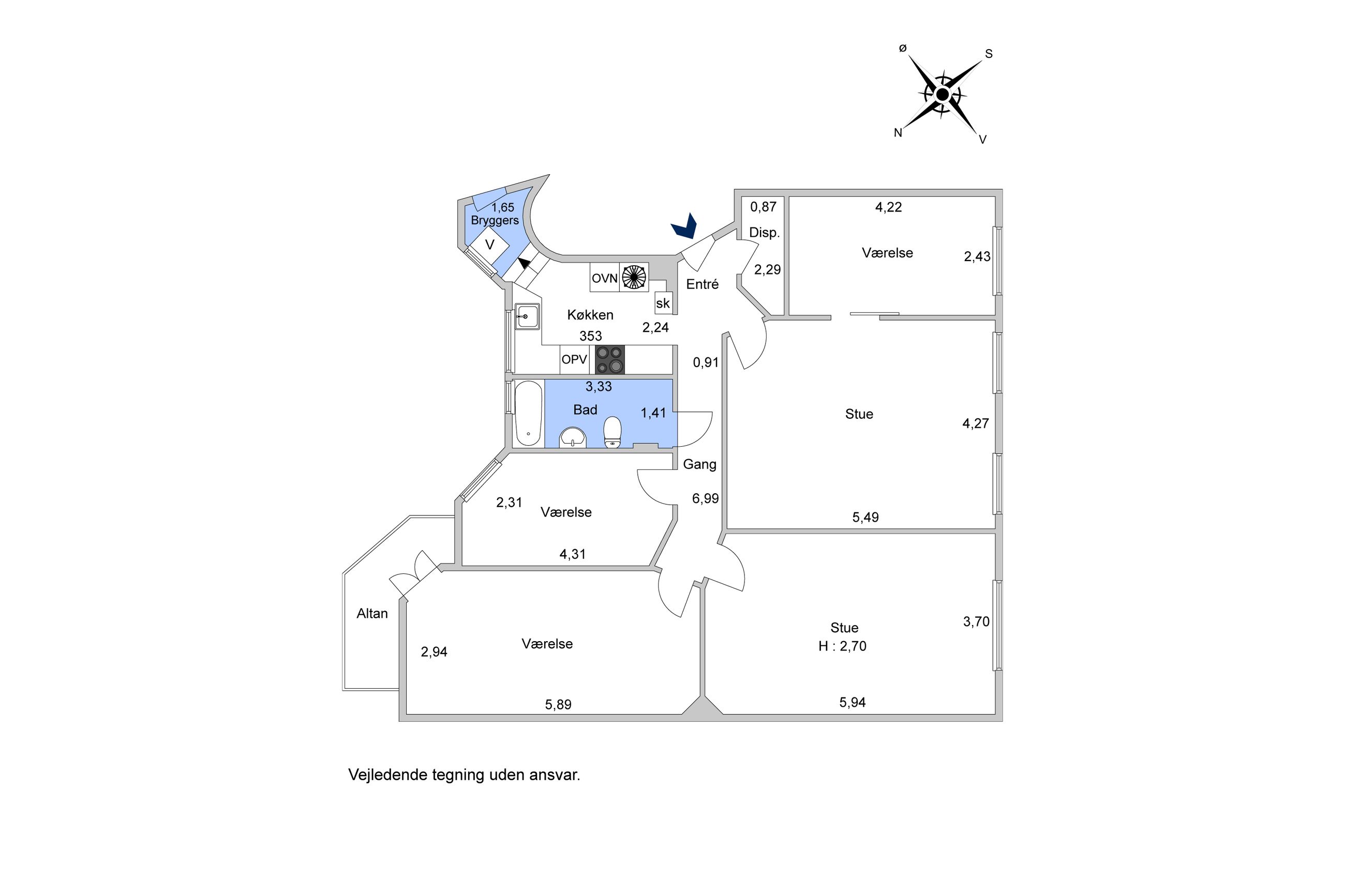 Rørholmsgade 14, 4. th, København K - Plantegning