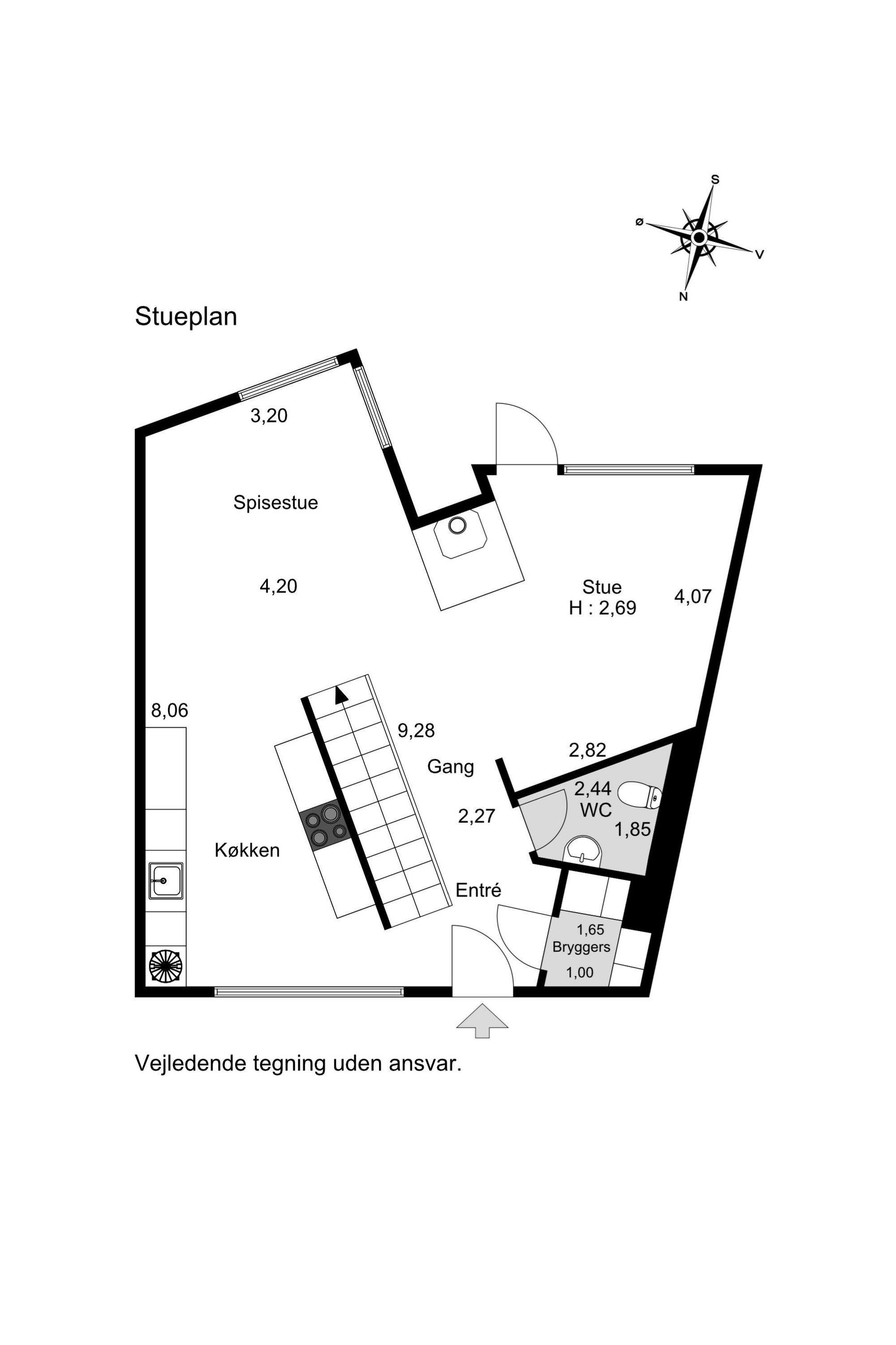 Clarasvej 8D, Charlottenlund - Plantegning
